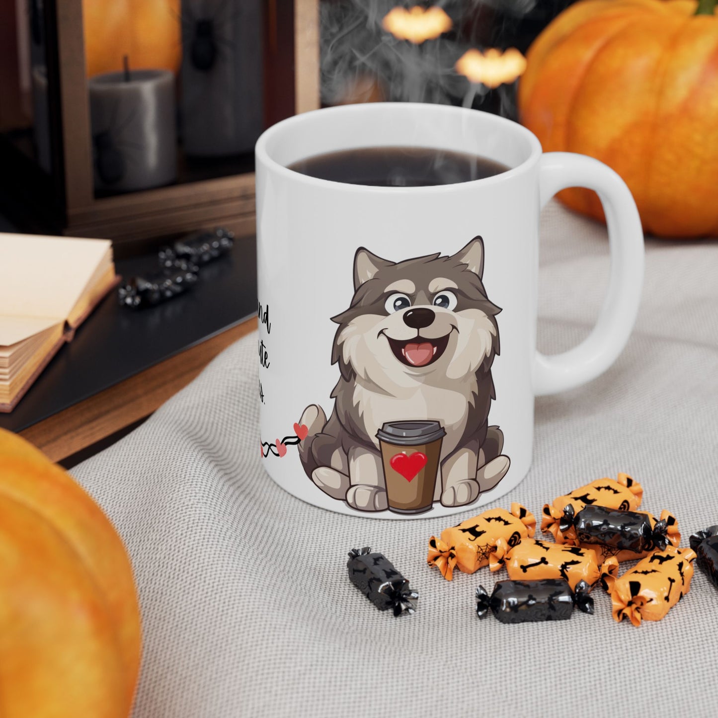 Coffee and Malamute Cuddles - Ceramic Mug, (11oz, 15oz) - 10649