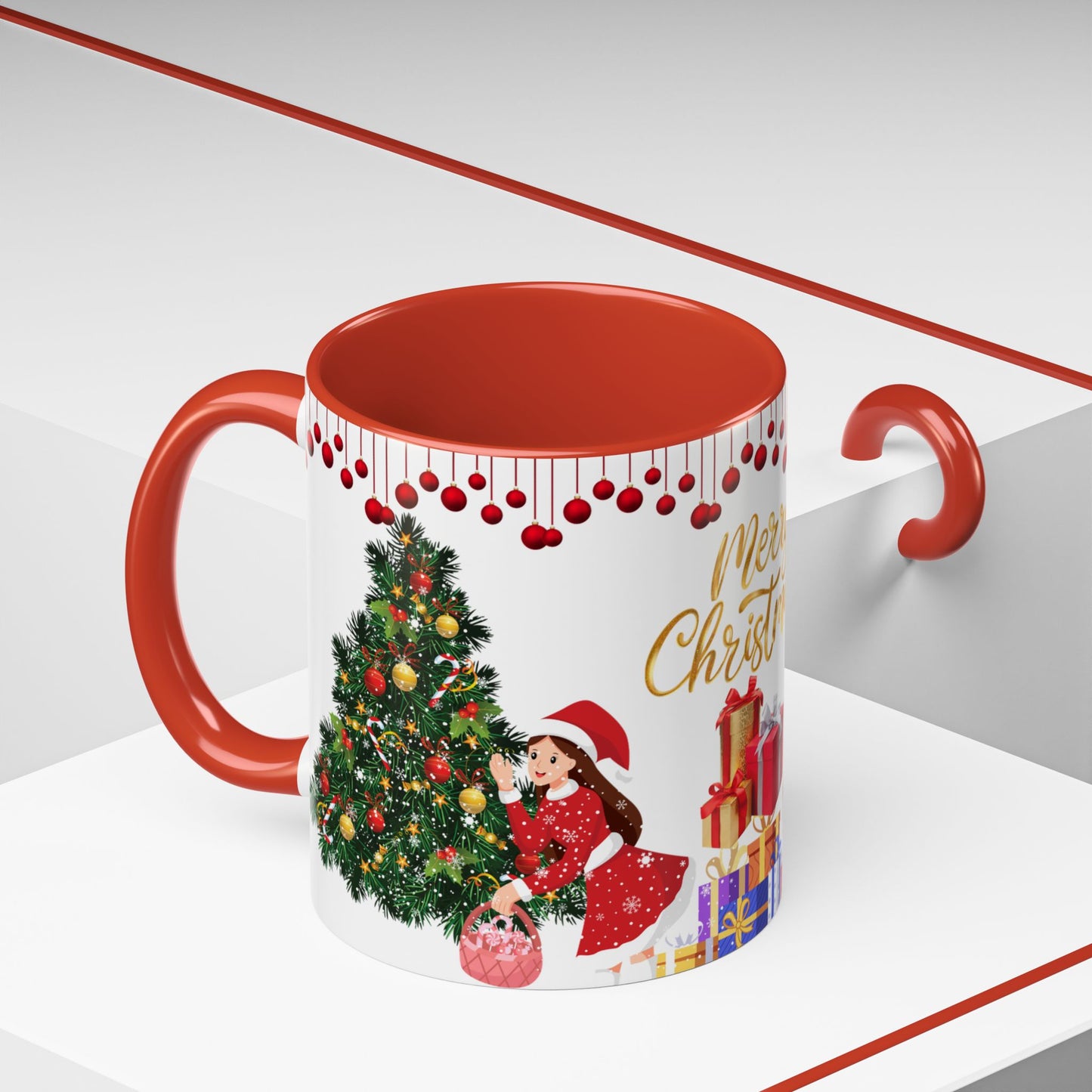 Merry Christmas - Accent Coffee Mug (11, 15oz)