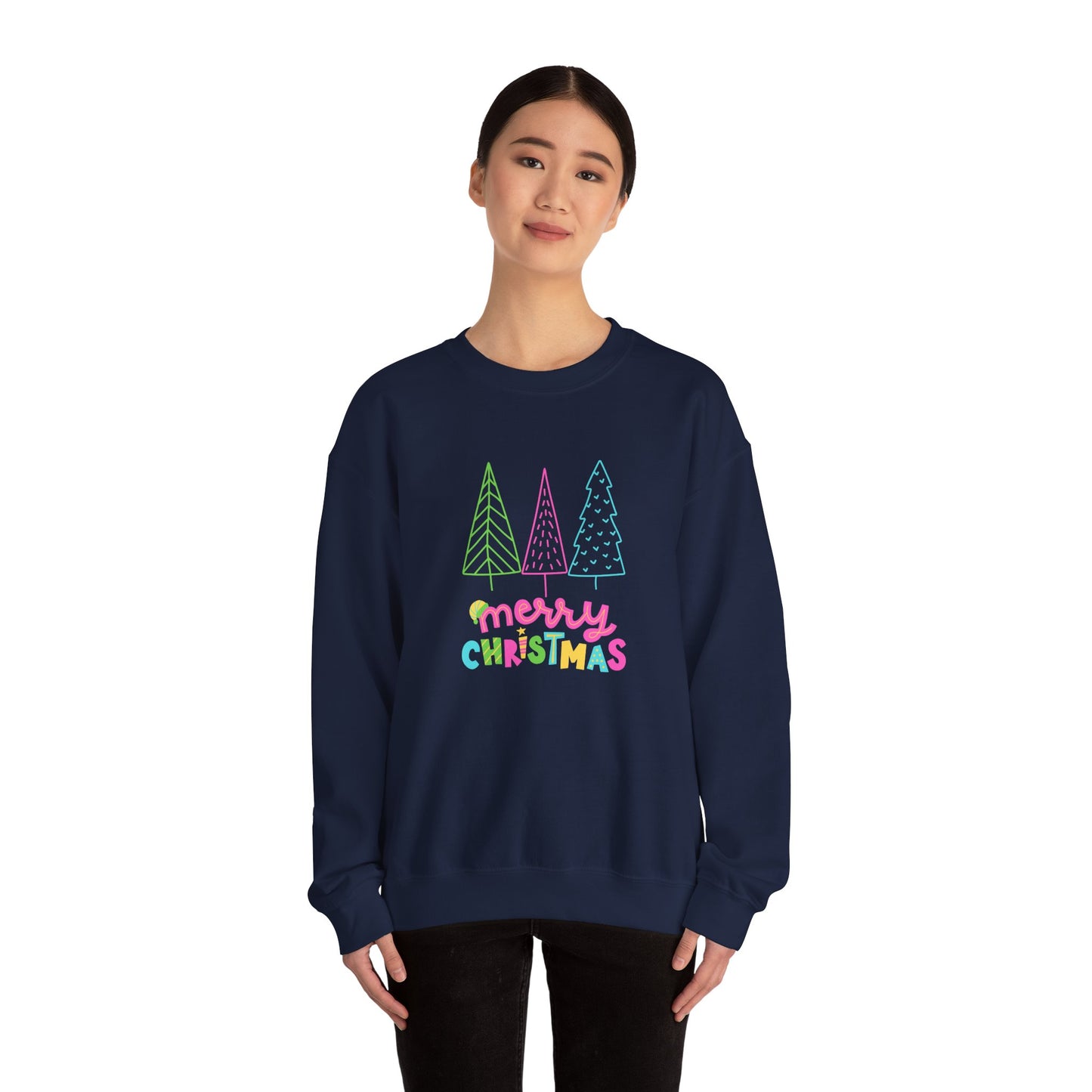 Trees, Merry Christmas -Unisex Heavy Blend™ Crewneck Sweatshirt - 10529