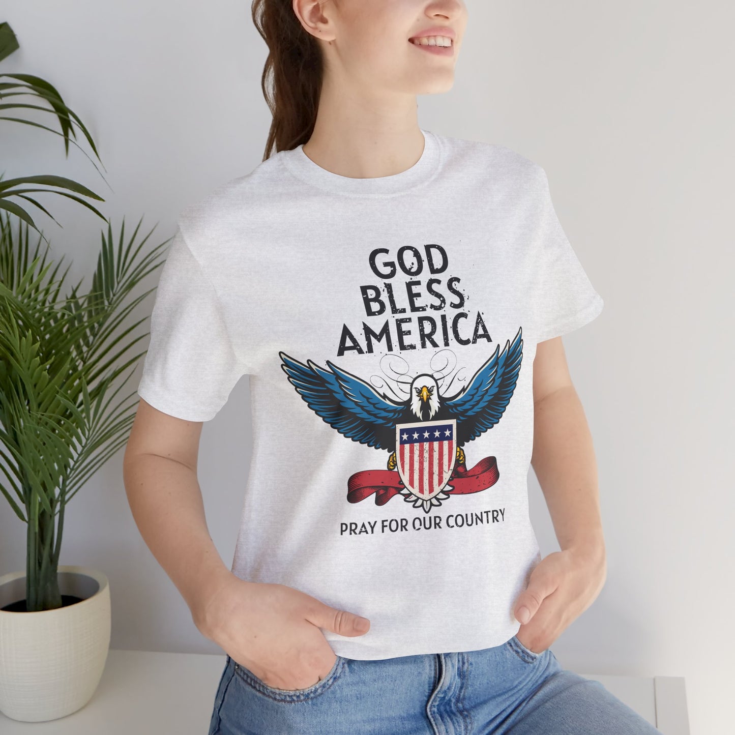God Bless America Unisex Tee | Patriotic Shirt, American Eagle Design, Casual Wear, Independence Day, Gifts for Veterans - 13786