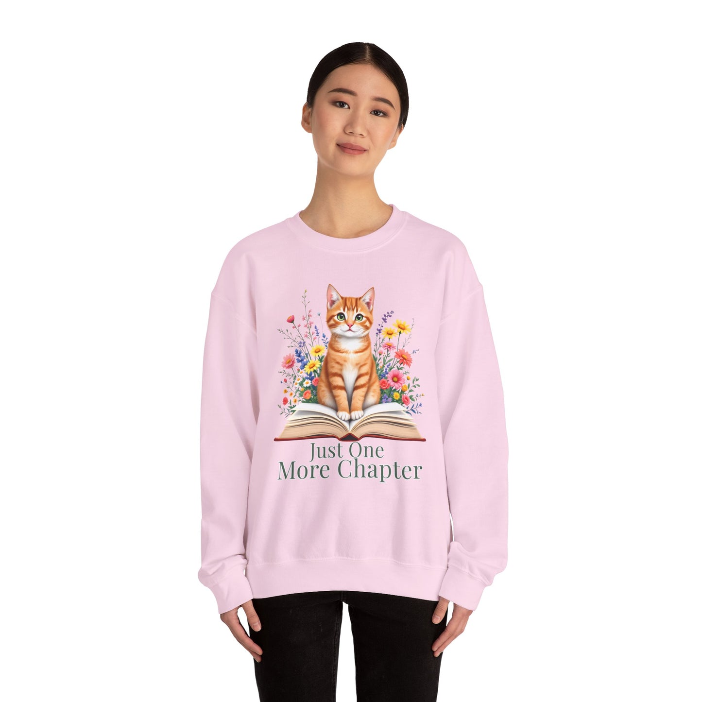 Just One More Chapter Cat Crewneck Sweatshirt – Cozy Book Lover Gift - 14813