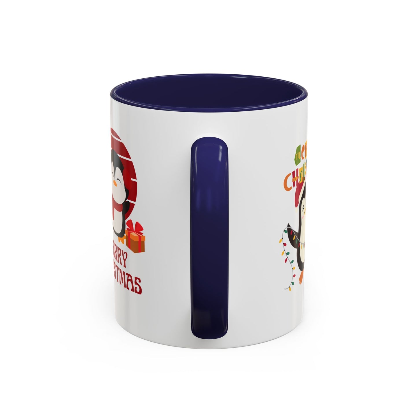 Penguins, Merry Christmas - Accent Coffee Mug (11, 15oz)