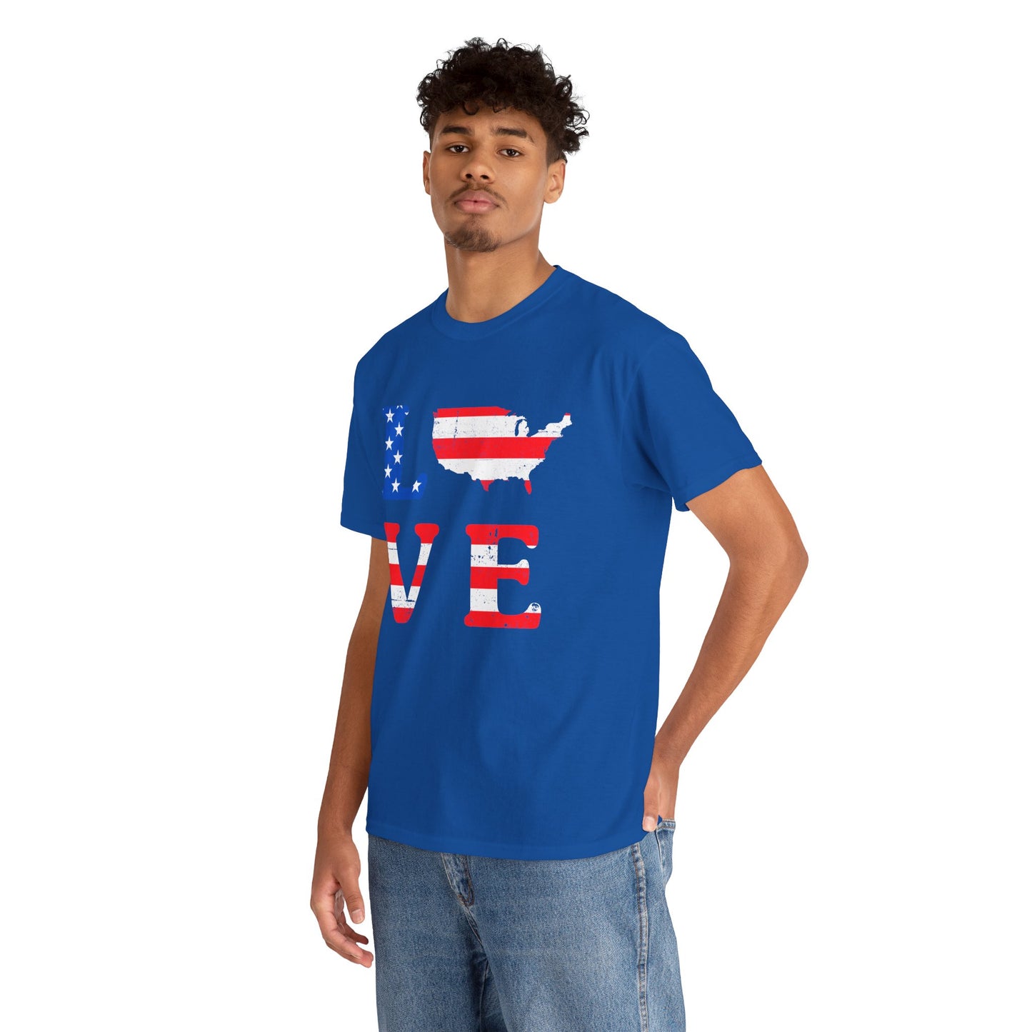Patriotic Love Tee | Unisex Heavy Cotton T-Shirt, USA Love Shirt, 4th of July Gift, Casual Wear, Independence Day Apparel - 13696