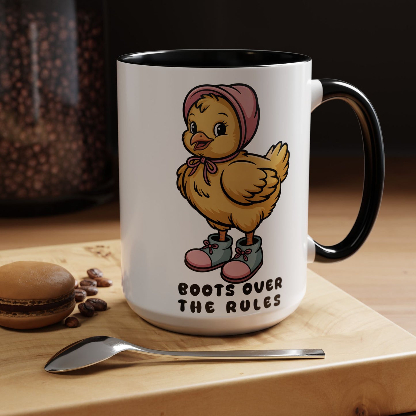 Boots Over The Rules Chick Mug – Cute Chicken Coffee Mug Funny Gift 11/15oz - 14862