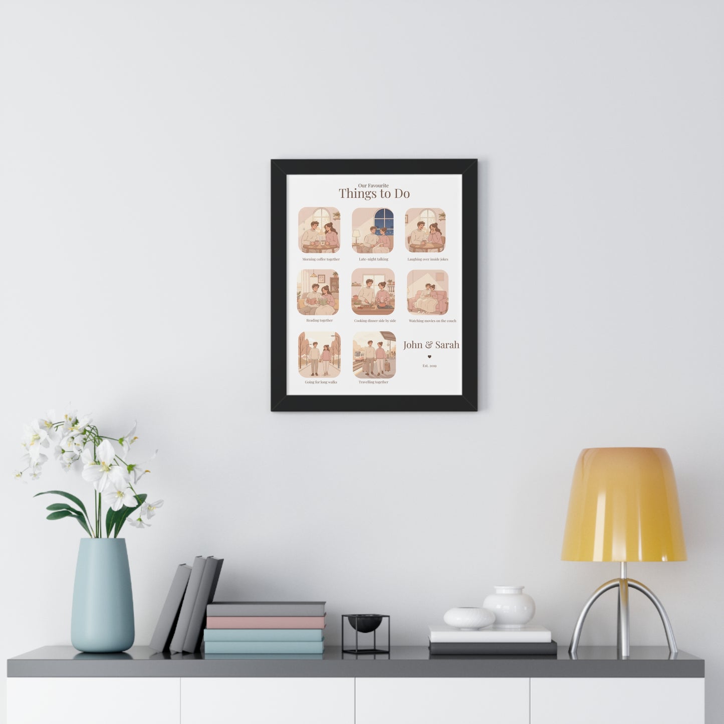 Framed Poster – “Our Favourite Things to Do” Personalized Couple Print | Valentine’s Gift - 14707