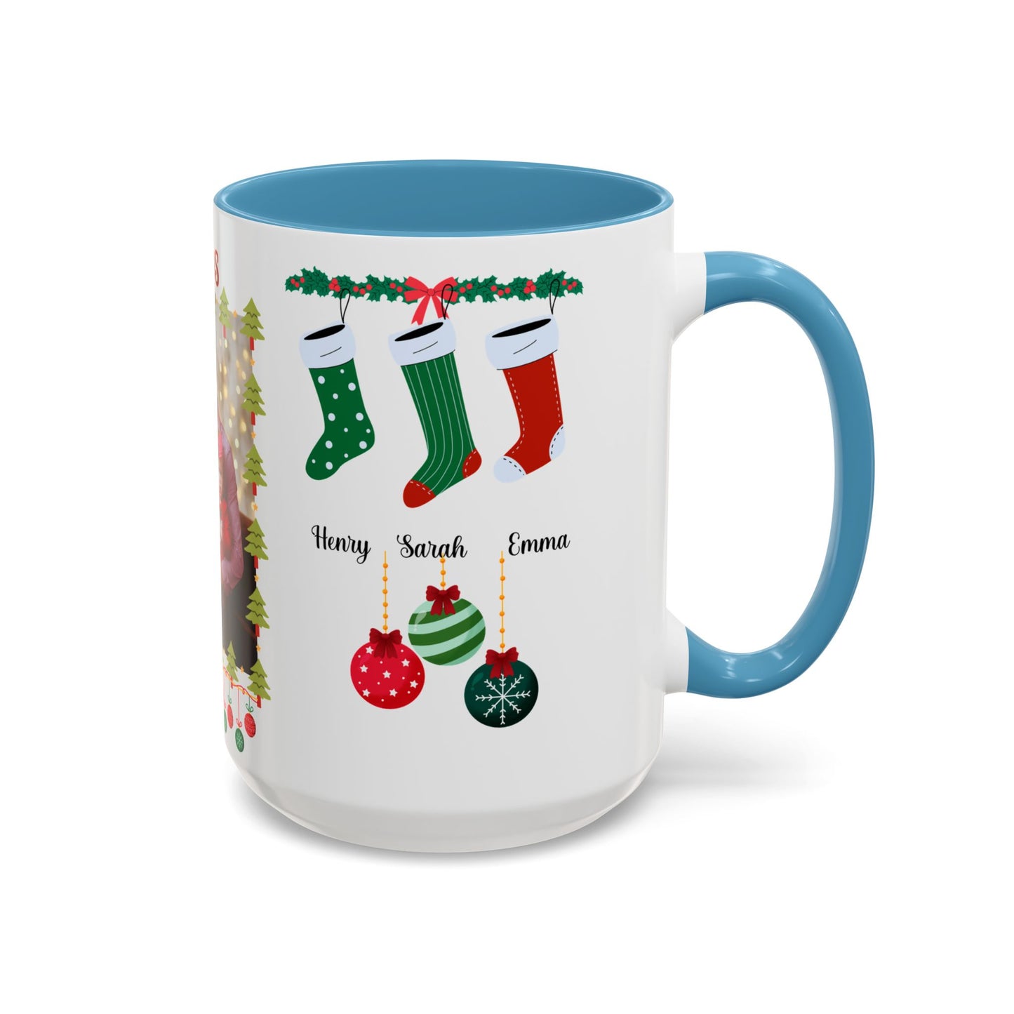 Christmas, Family Photo, Customizable, Accent Coffee Mug (11, 15oz)