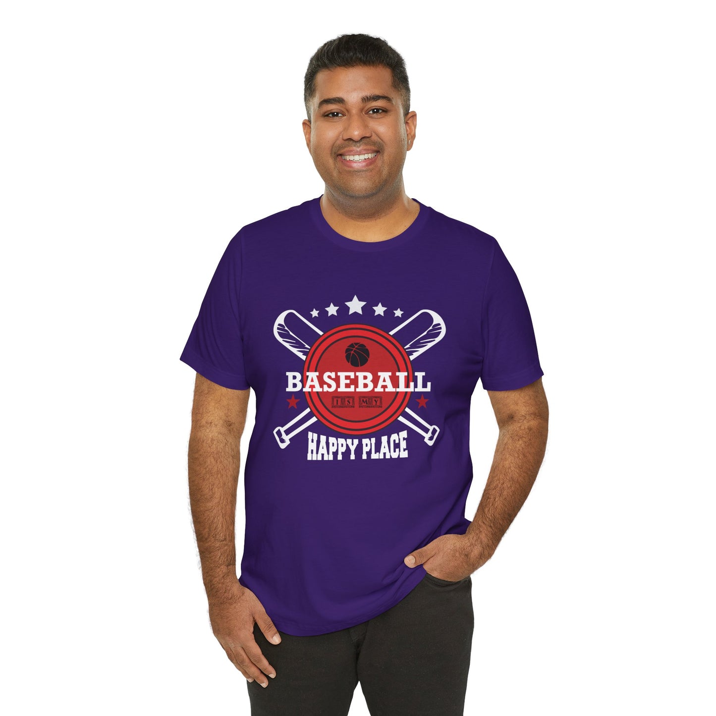 Baseball: Happy Place - Unisex Jersey Short Sleeve Tee