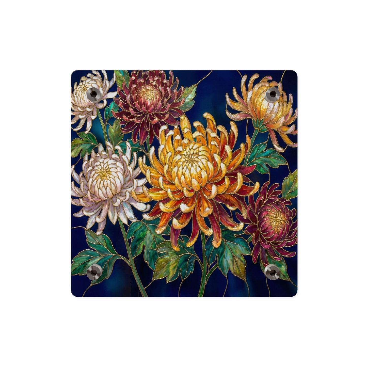 Chrysanthemum Acrylic Wall Art Panel — Floral Botanical Home Décor - 14609