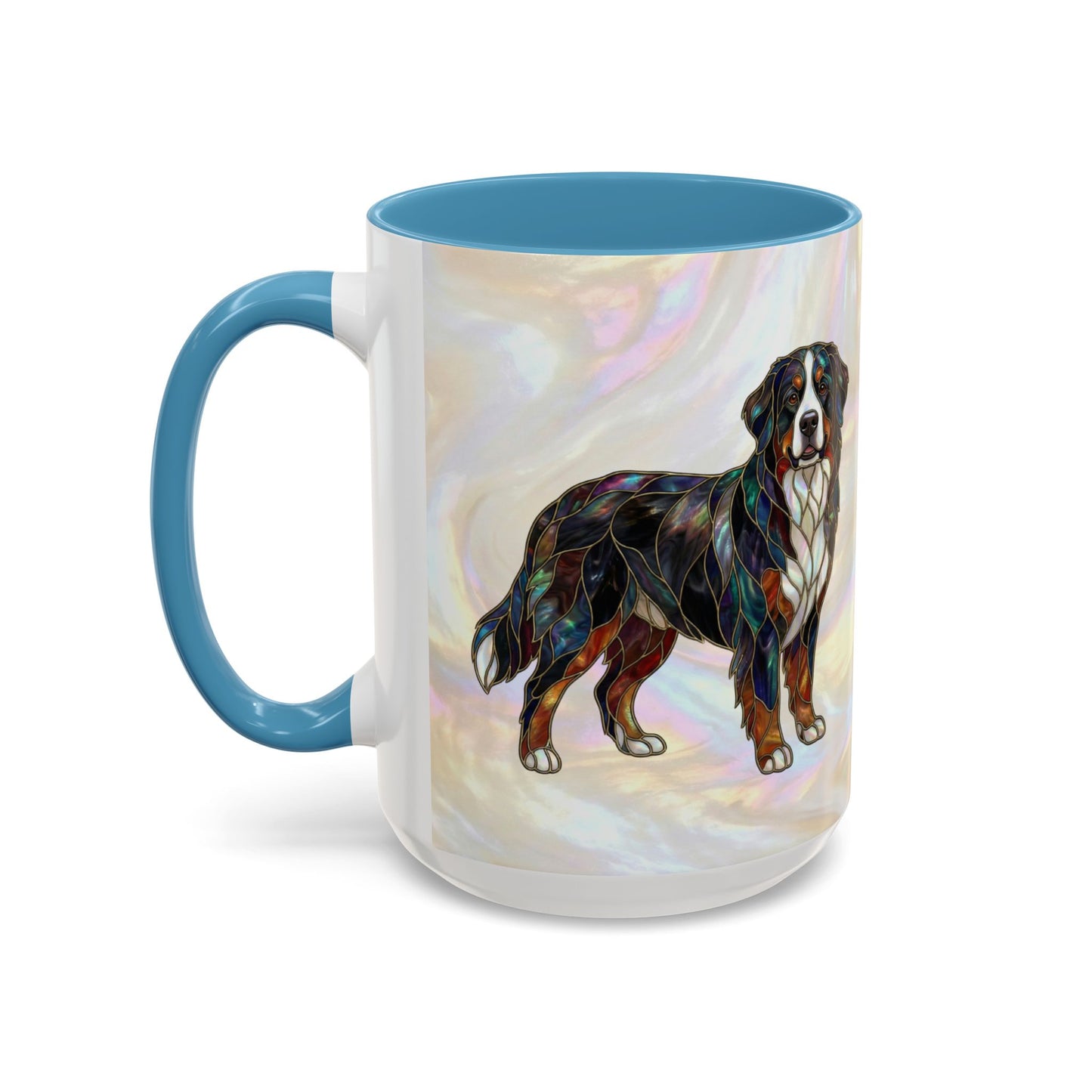 Bernese Mountain Dog Accent Coffee Mug — Stained Glass Design (11/15 oz) - 14617