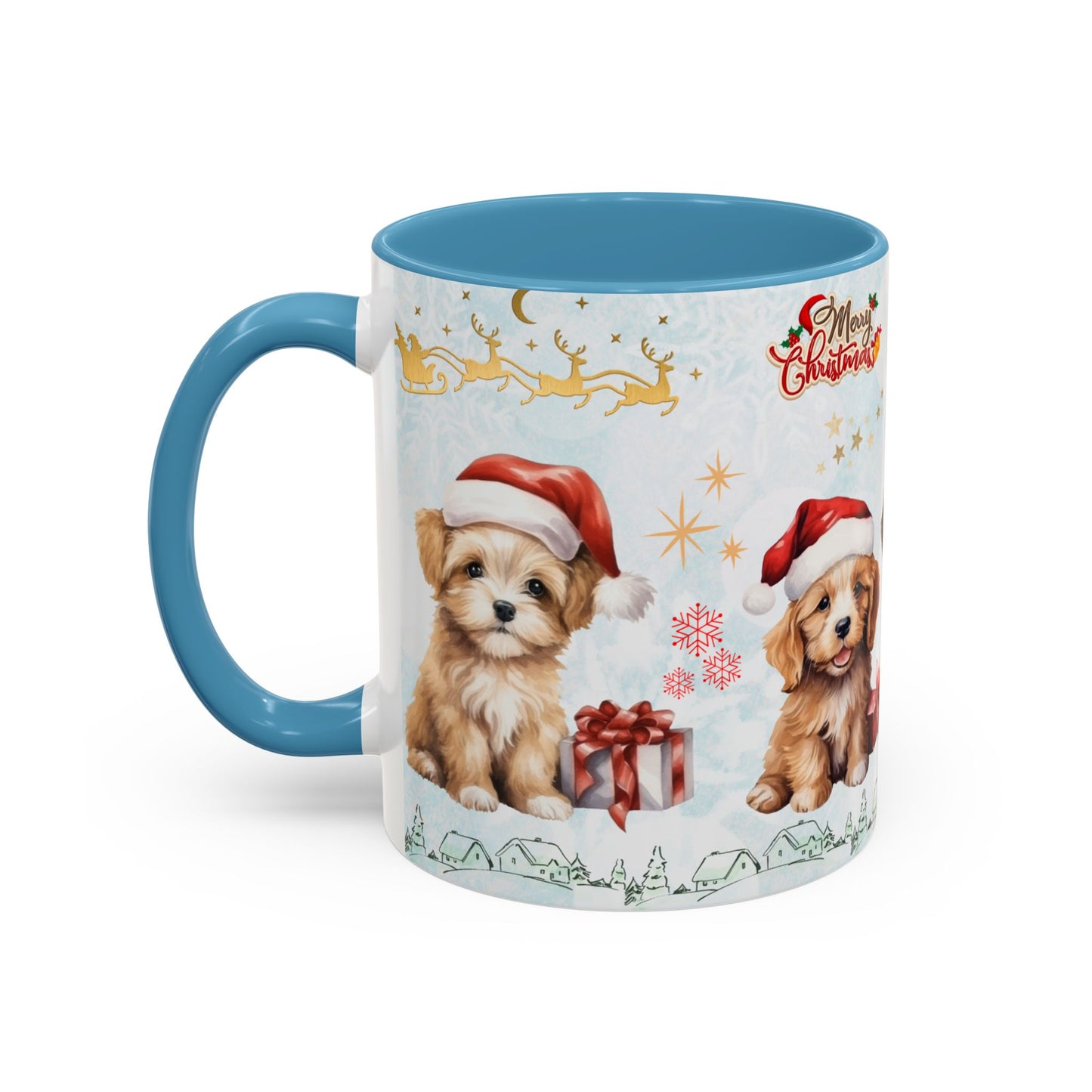 Merry Christmas, Puppies - Accent Coffee Mug (11, 15oz)