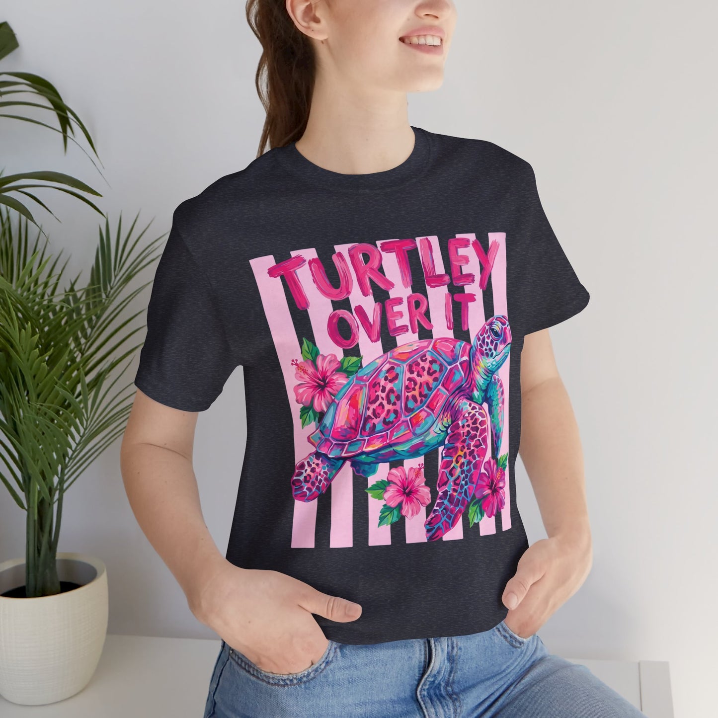 Turtley Over It T-Shirt, Cute Tropical Sea Turtle Graphic Tee - 14953