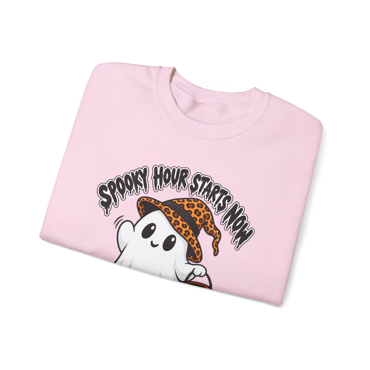 Spooky Hour Starts Now Sweatshirt, Cute Halloween Ghost Crewneck - 14536