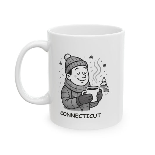 "In Connecticut, we don’t mind the cold as long as there’s a warm cup of coffee to go with it." Ceramic Mug - 13874