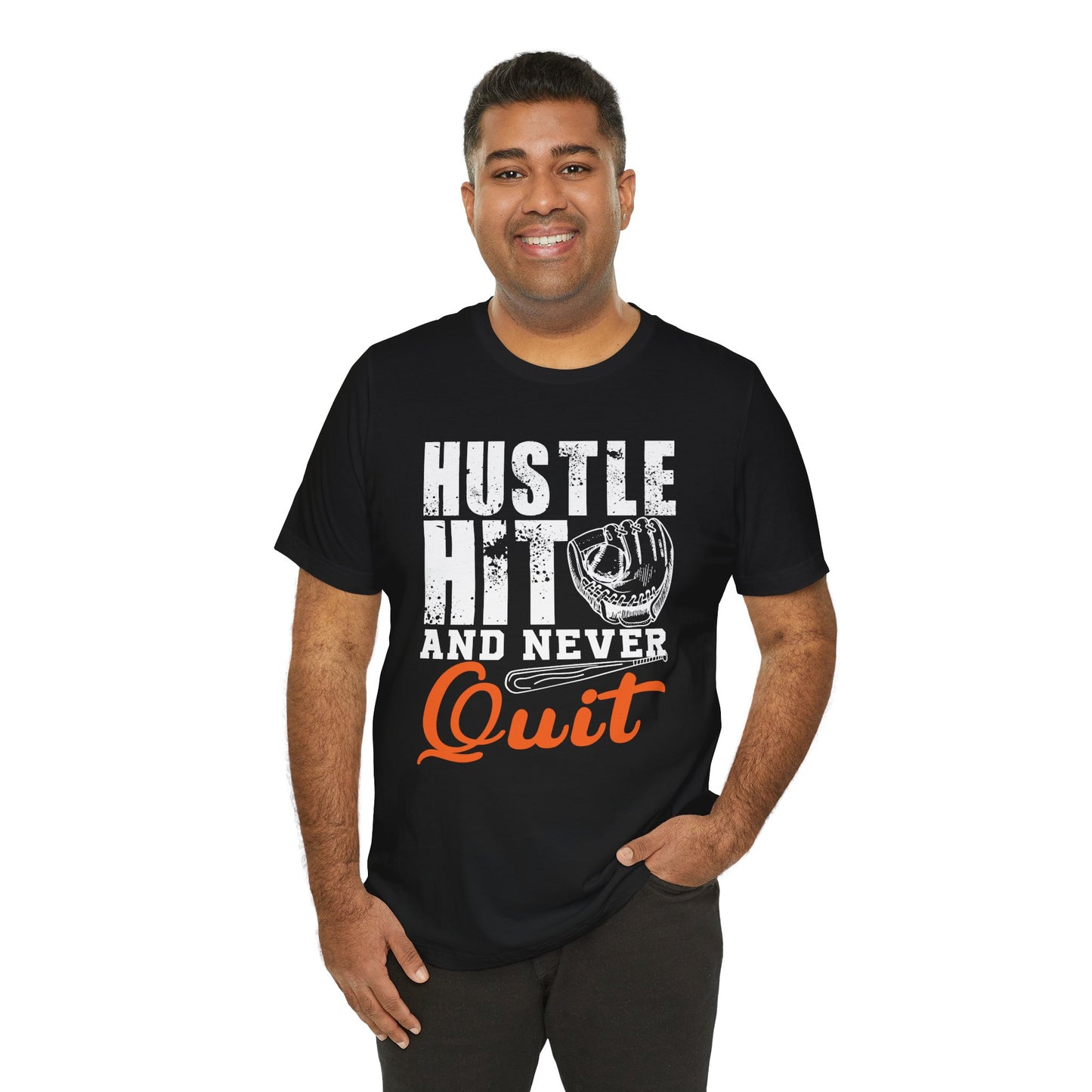 Baseball: Hustle Hit And Never Quit - Unisex Jersey Short Sleeve Tee - 13859
