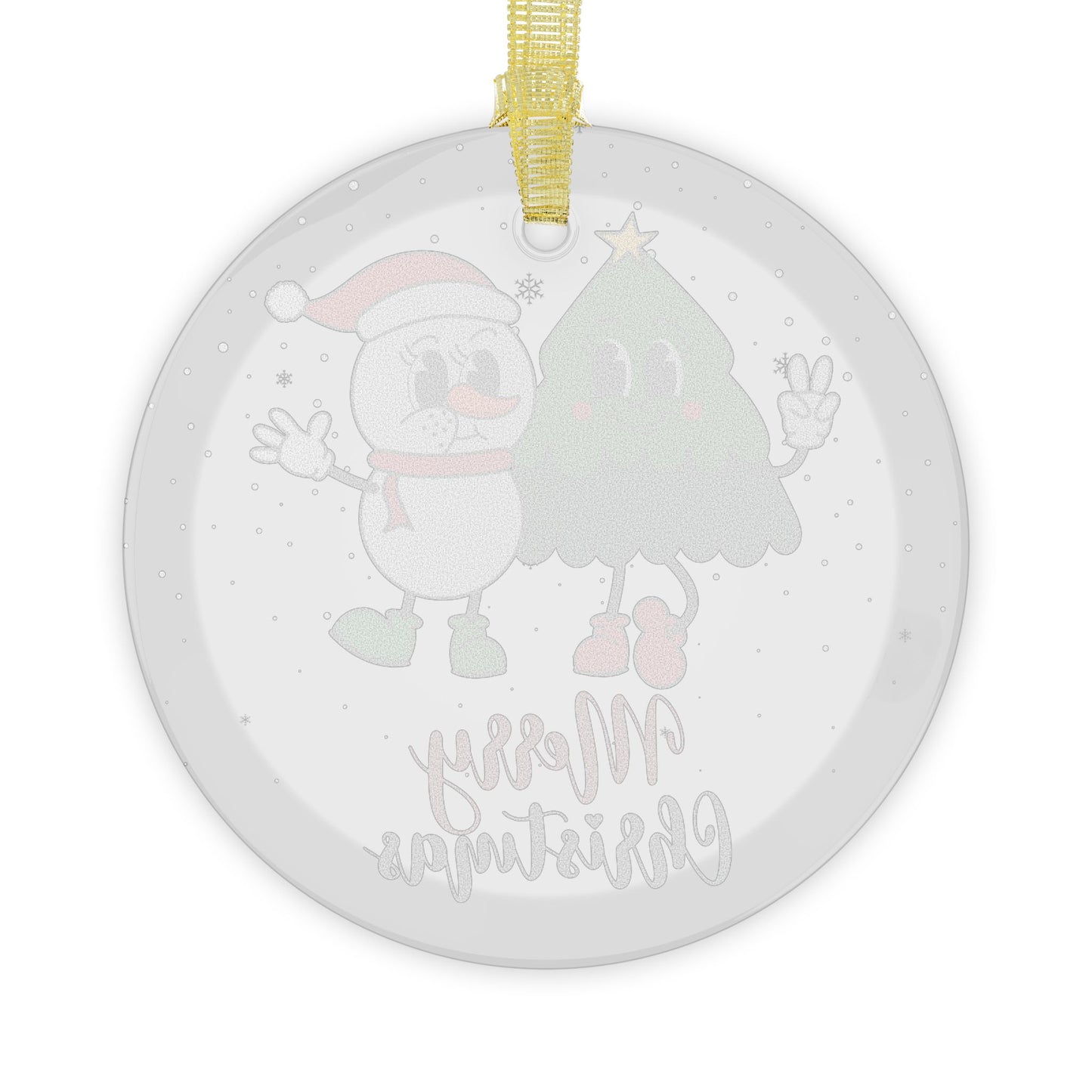 Christmas Tree & Snowman - Glass Ornaments - 10422