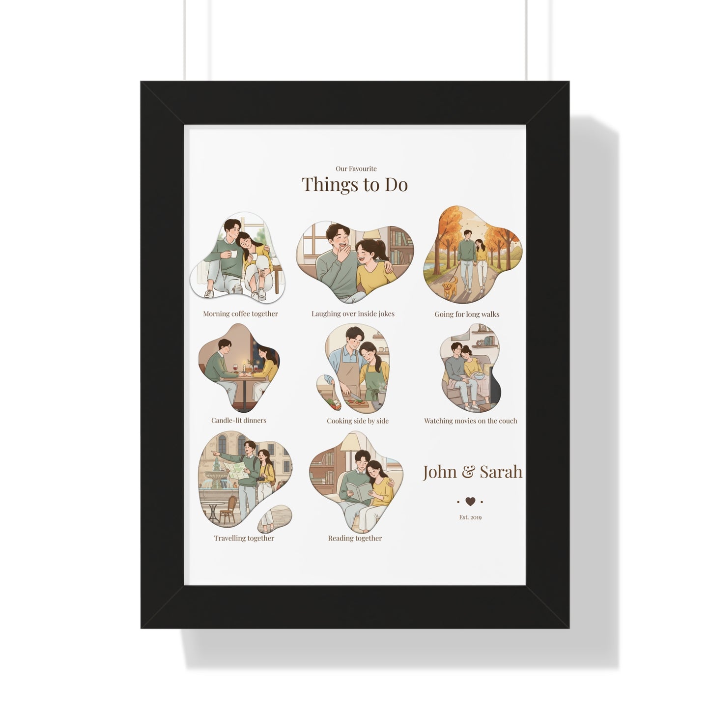 Framed Poster – “Our Favourite Things to Do” Personalized Couple Print | Valentine’s Gift - 14709