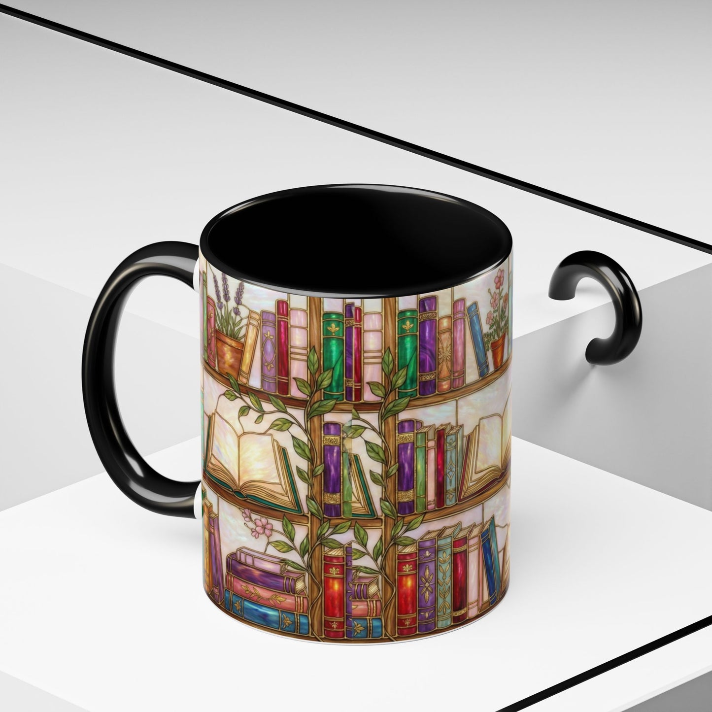 Bookish Accent Coffee Mug — Stained Glass Design (11/15 oz) - 14528