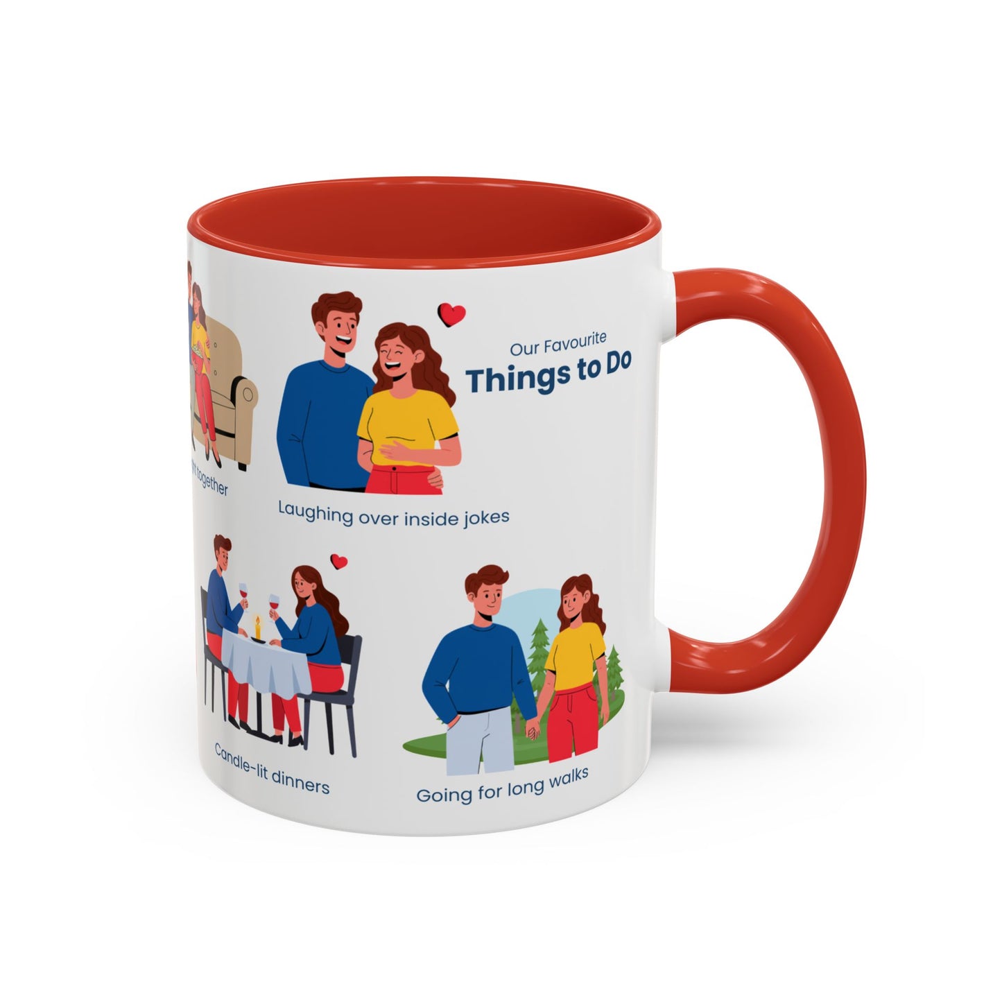 Our Favorite Things to Do Valentine’s Mug – Cozy Couples Illustrated Accent Coffee Mug - 14704
