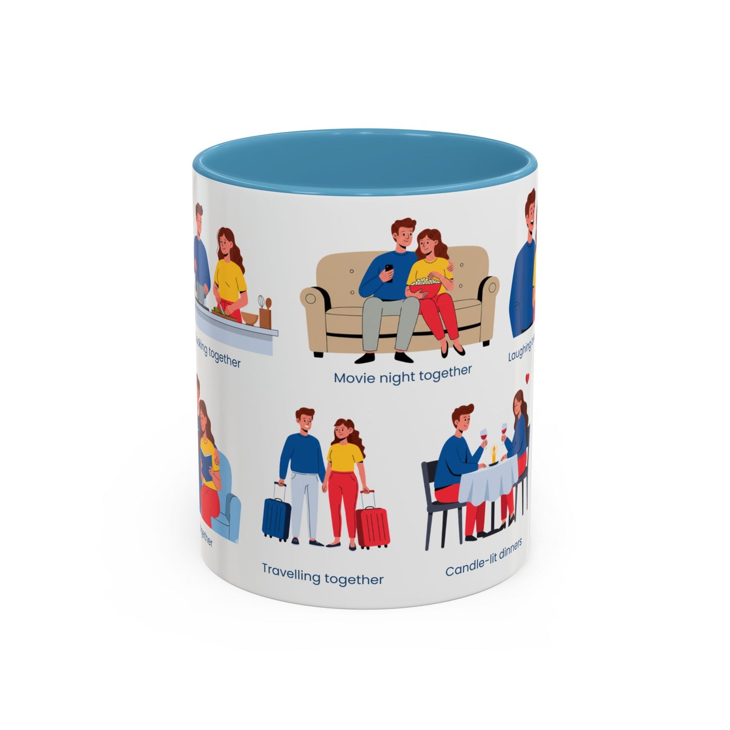Our Favorite Things to Do Valentine’s Mug – Cozy Couples Illustrated Accent Coffee Mug - 14704