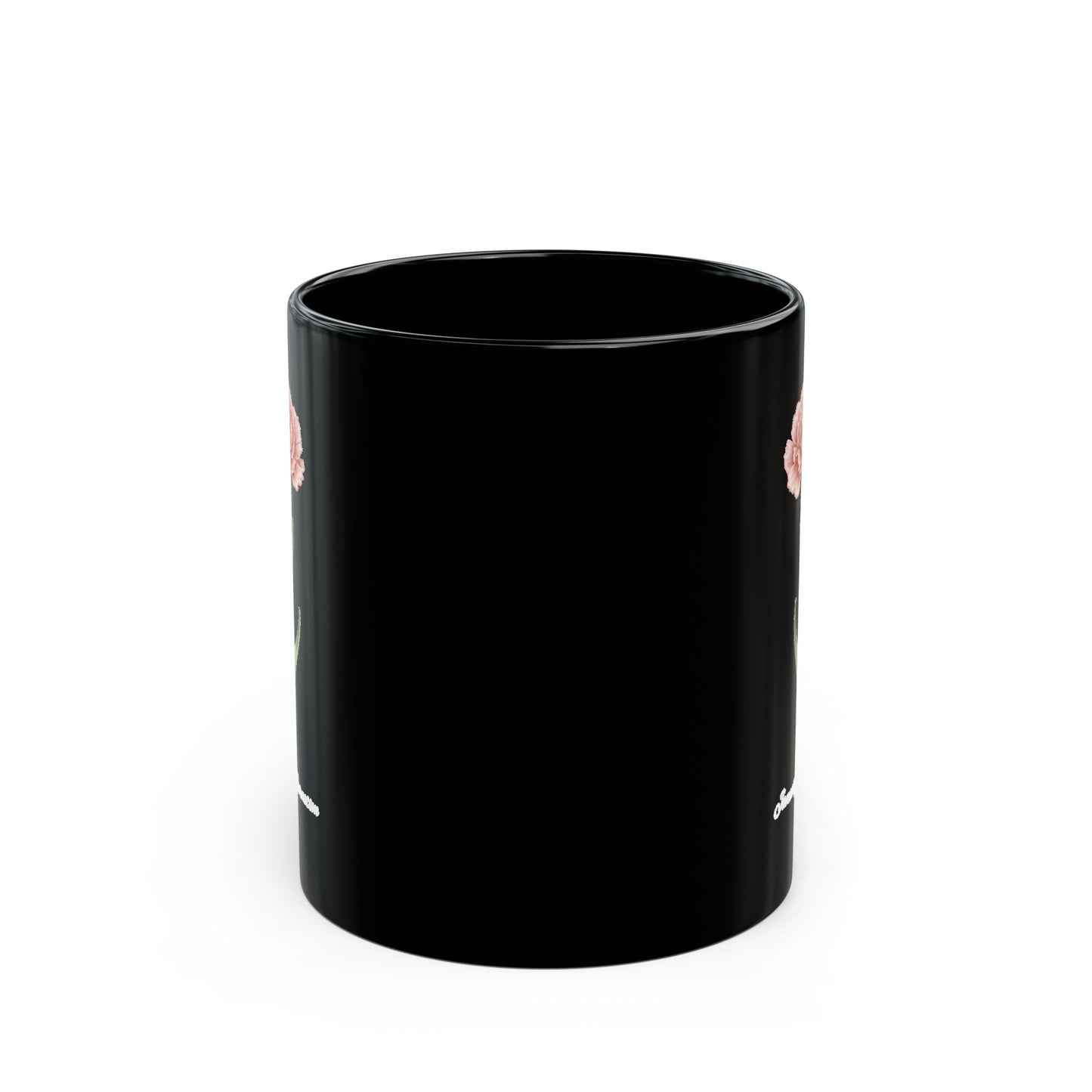 January Carnation Birth Flower Black Mug – Customizable (11oz & 15oz) - 14670