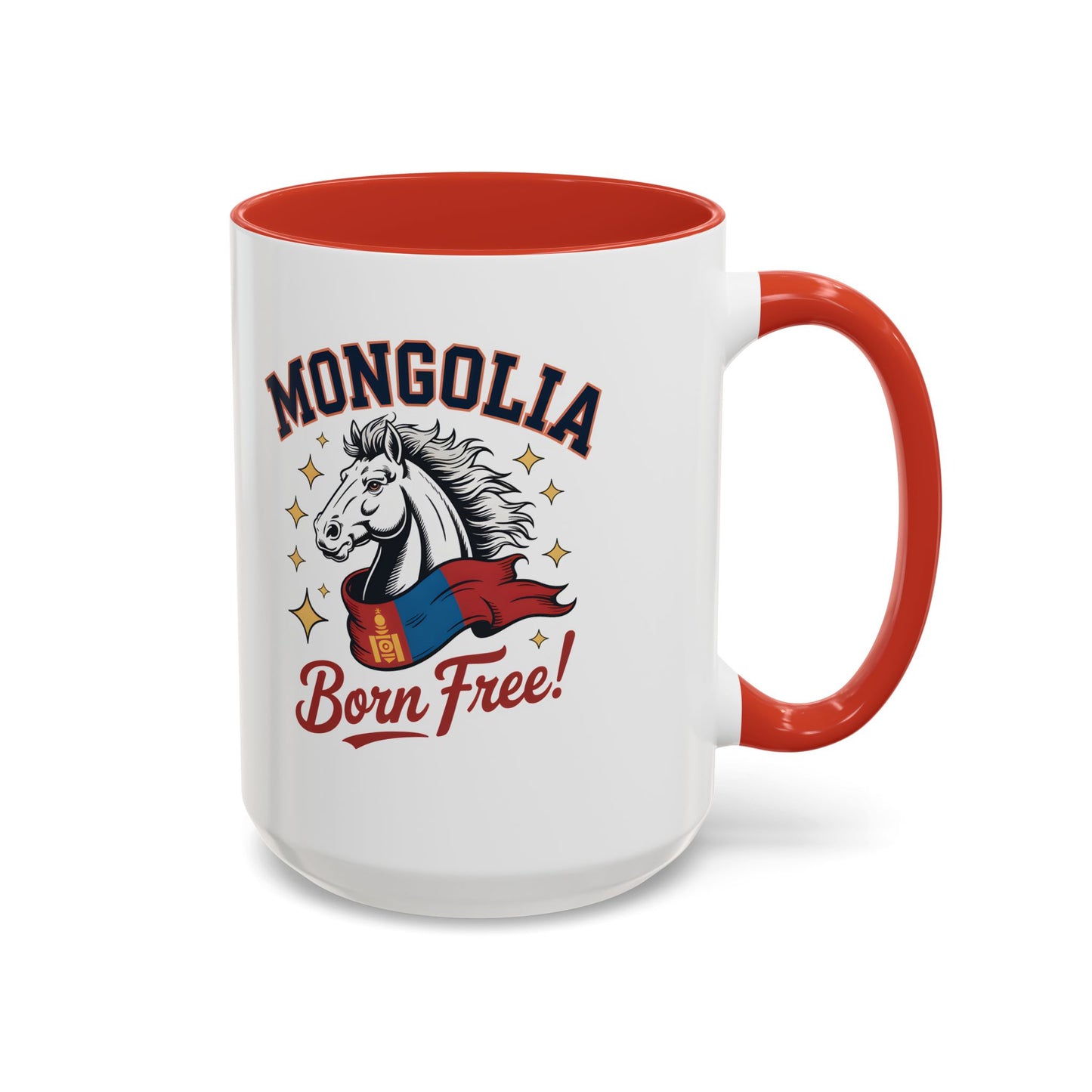 Born Free Mongolia Horse Mug – Patriotic Mongolian Pride Coffee Cup Gift (11oz / 15oz) - 14804