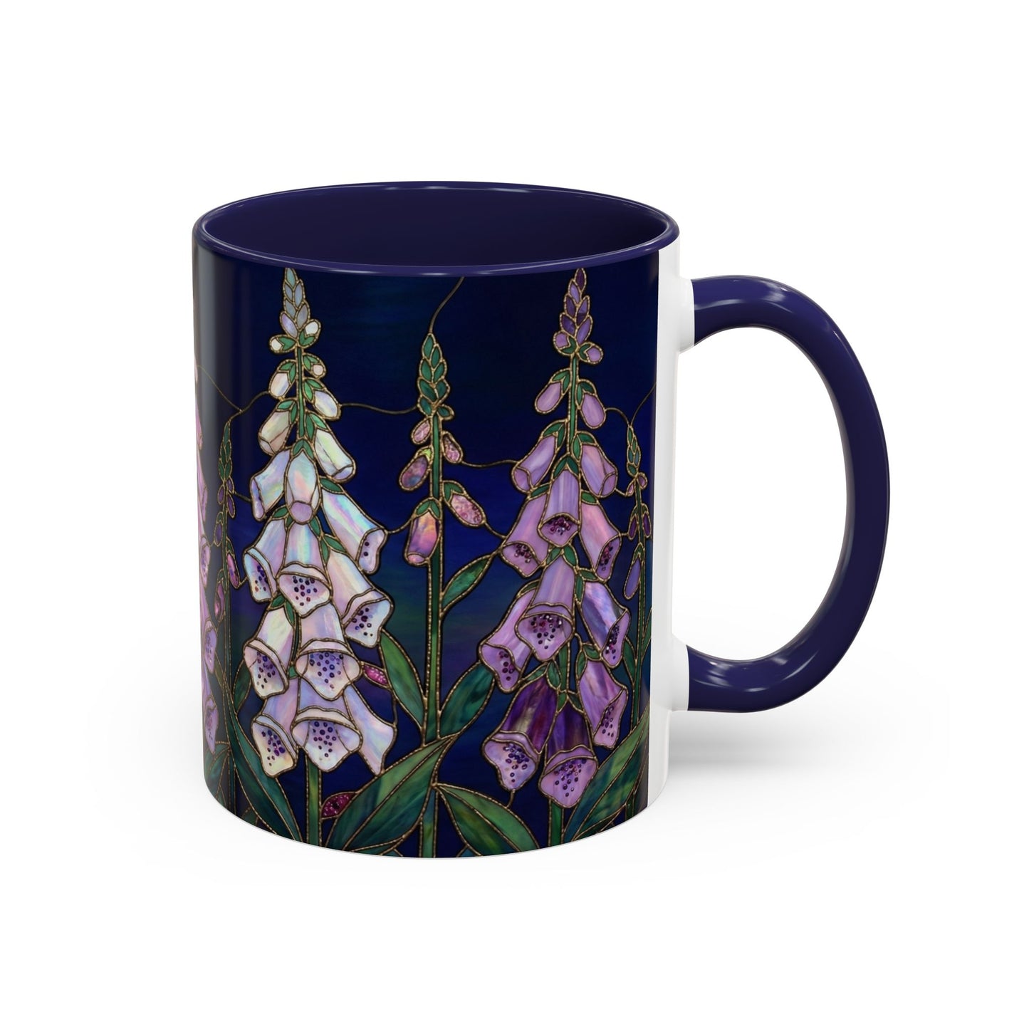 Foxglove Floral Coffee Mug — Stained Glass Design (11/15oz) - 14565