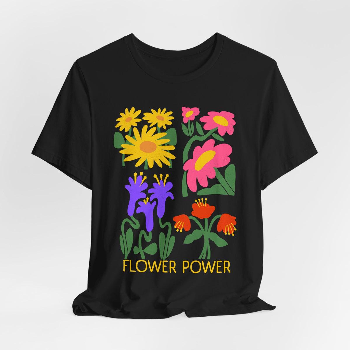 Flower Power T-Shirt — Retro Colorful Floral Graphic Tee - 14964