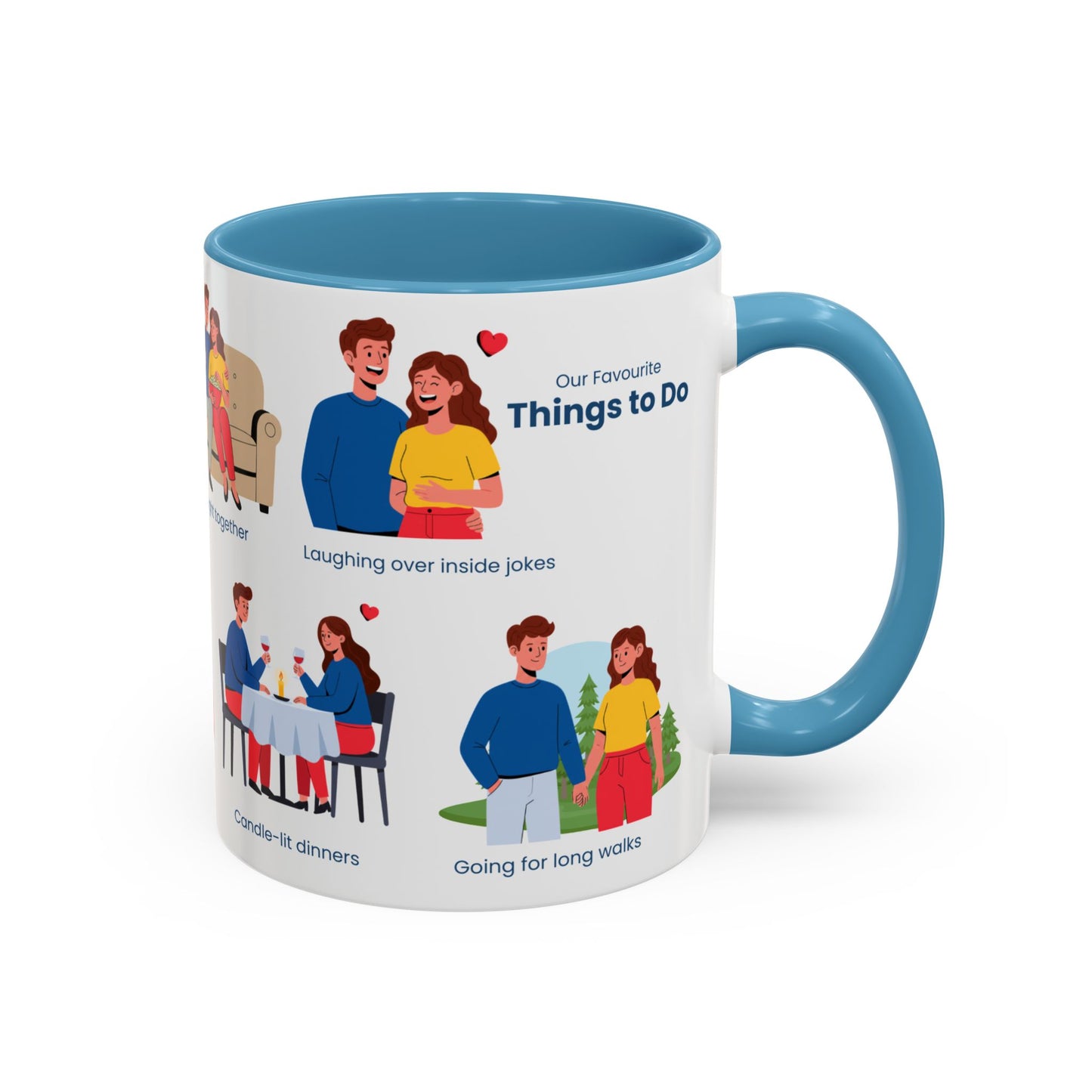 Our Favorite Things to Do Valentine’s Mug – Cozy Couples Illustrated Accent Coffee Mug - 14704