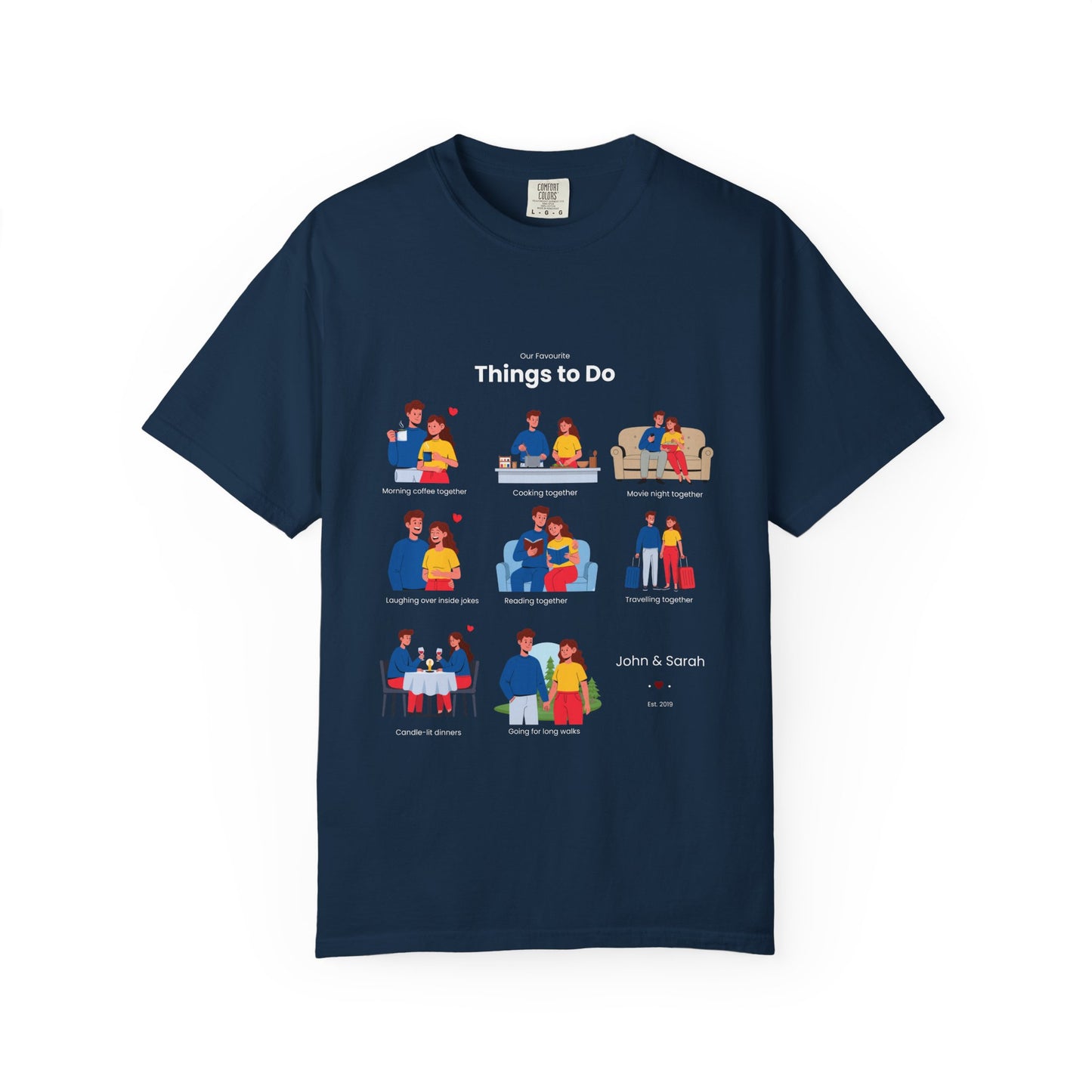 Our Favourite Things to Do Together – Personalised Valentine’s Illustration T-Shirt Gift - 14722