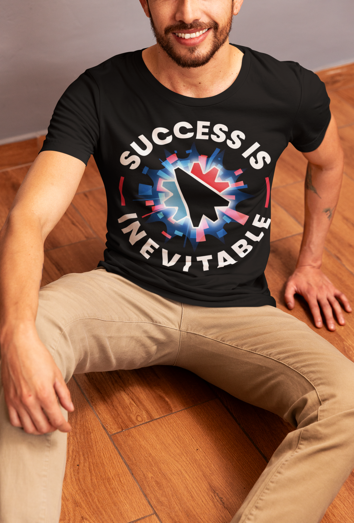 Success Is Inevitable T-Shirt – Motivational Graphic Tee with Cursor Design - 14884