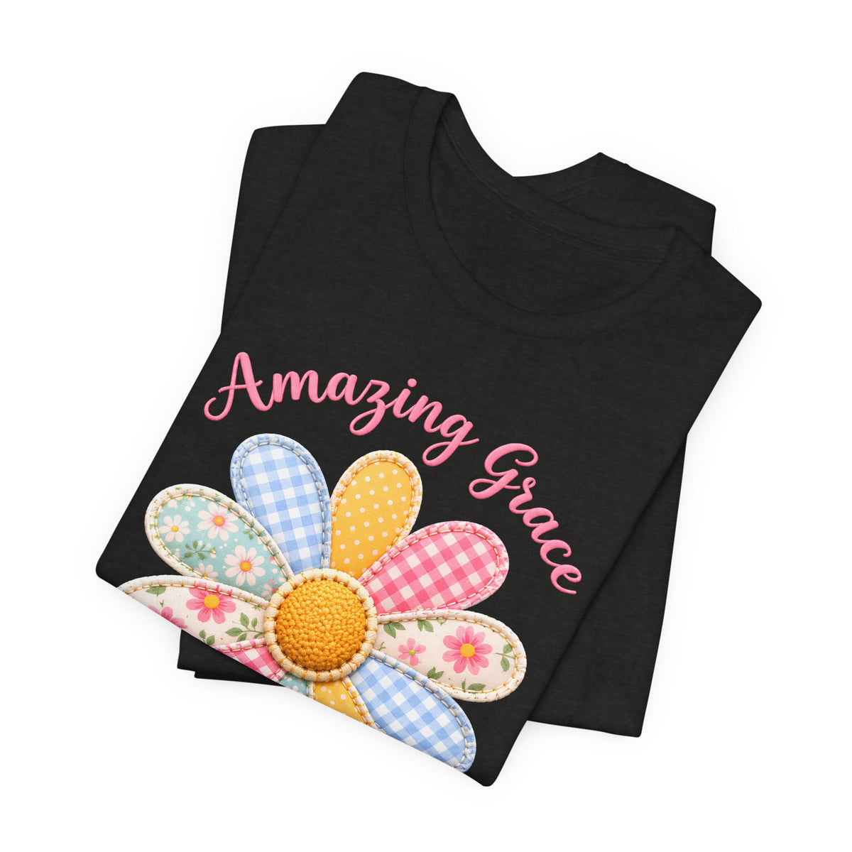 Amazing Grace Daisy T-Shirt, “How Sweet the Sound” Floral Christian Tee - 14992