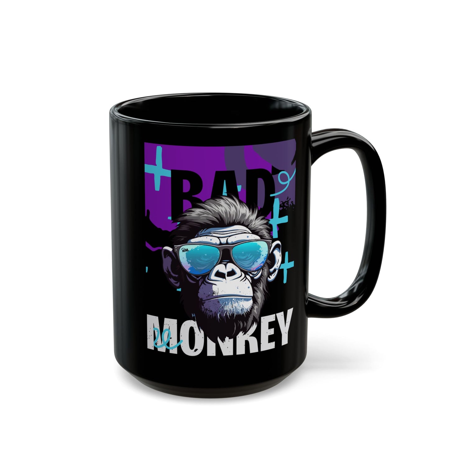 Bad Monkey Black Mug: Fun Coffee Cup for Gift, Black Ceramic Mug, Unique Mug for Animal Lovers, Cool Office Mug - 14081