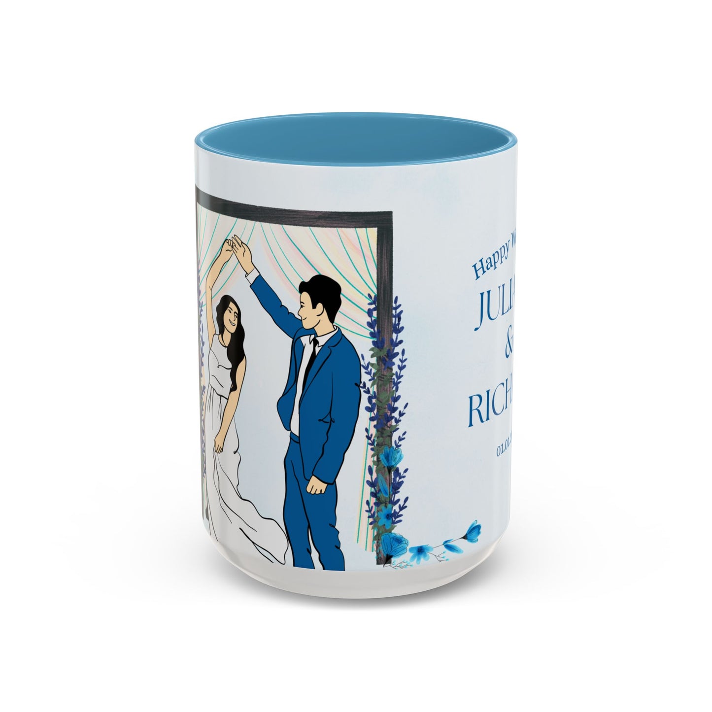 Happy Wedding, Details Customizable - Accent Coffee Mug (11, 15oz) - 10997