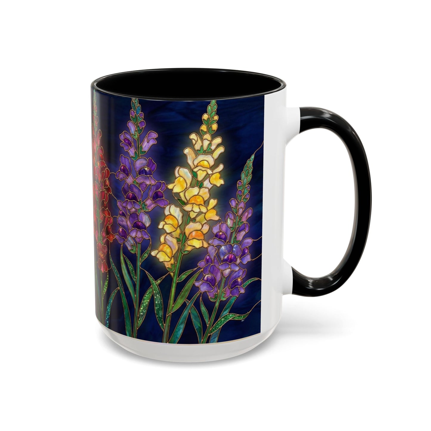 Snapdragon Floral Accent Coffee Mug — Stained Glass Design (11/15oz) - 14586