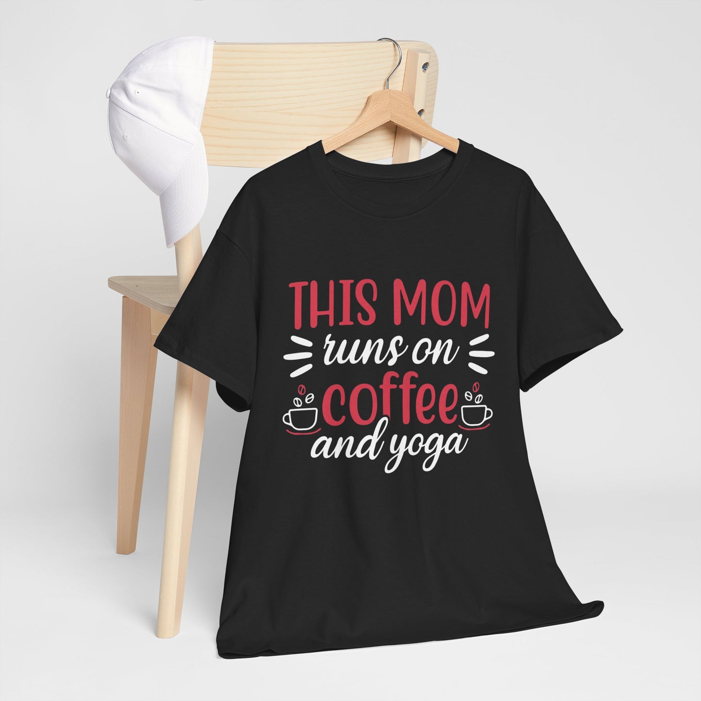 This Mom Runs on Coffee and Yoga T-Shirt – Funny Mother’s Day Gift Tee - 14881