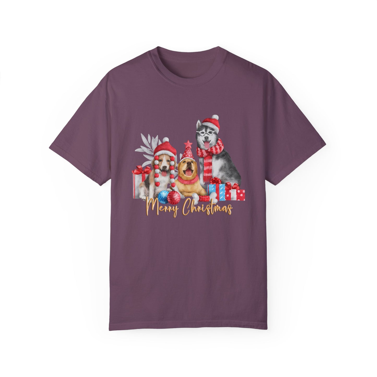 Dogs, Merry Christmas - Unisex Garment-Dyed T-shirt - 10284