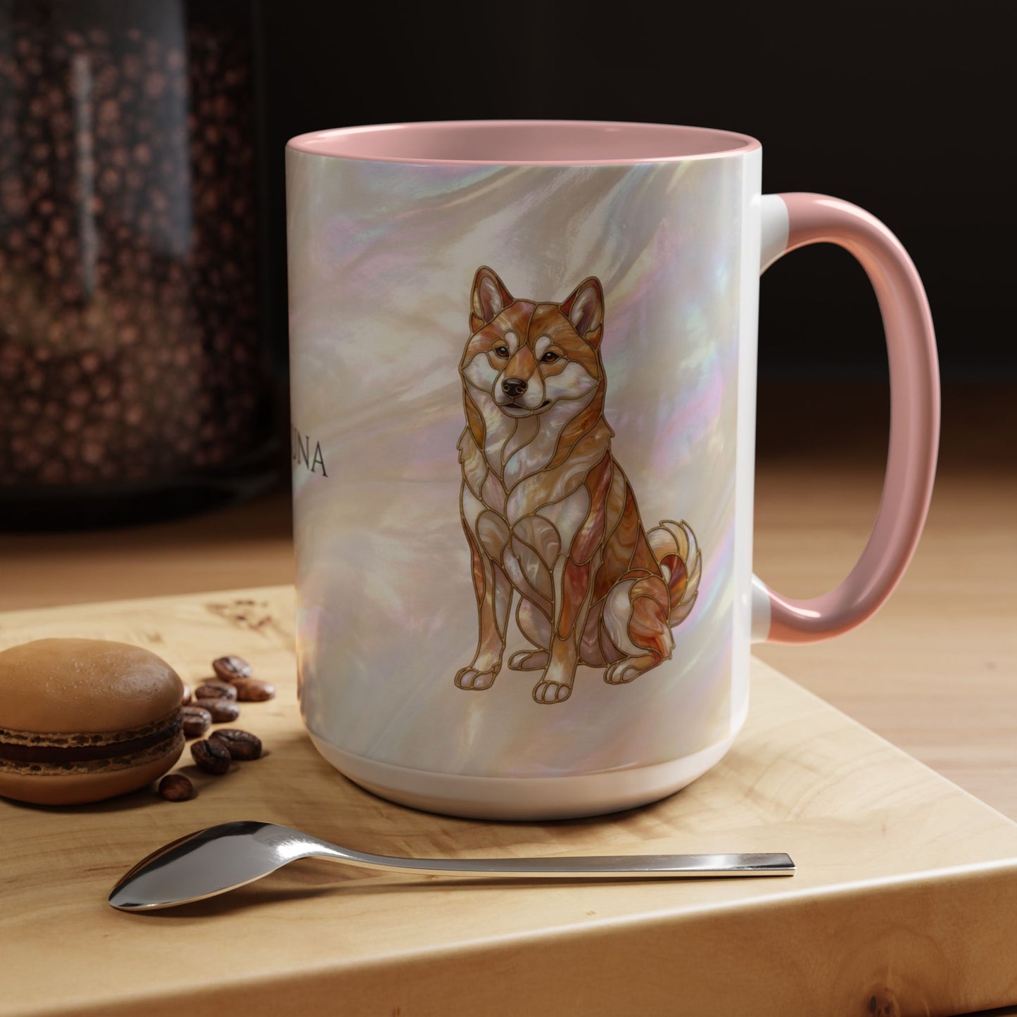 Shiba Inu Accent Coffee Mug – Stained Glass Design 11/15oz - 14646