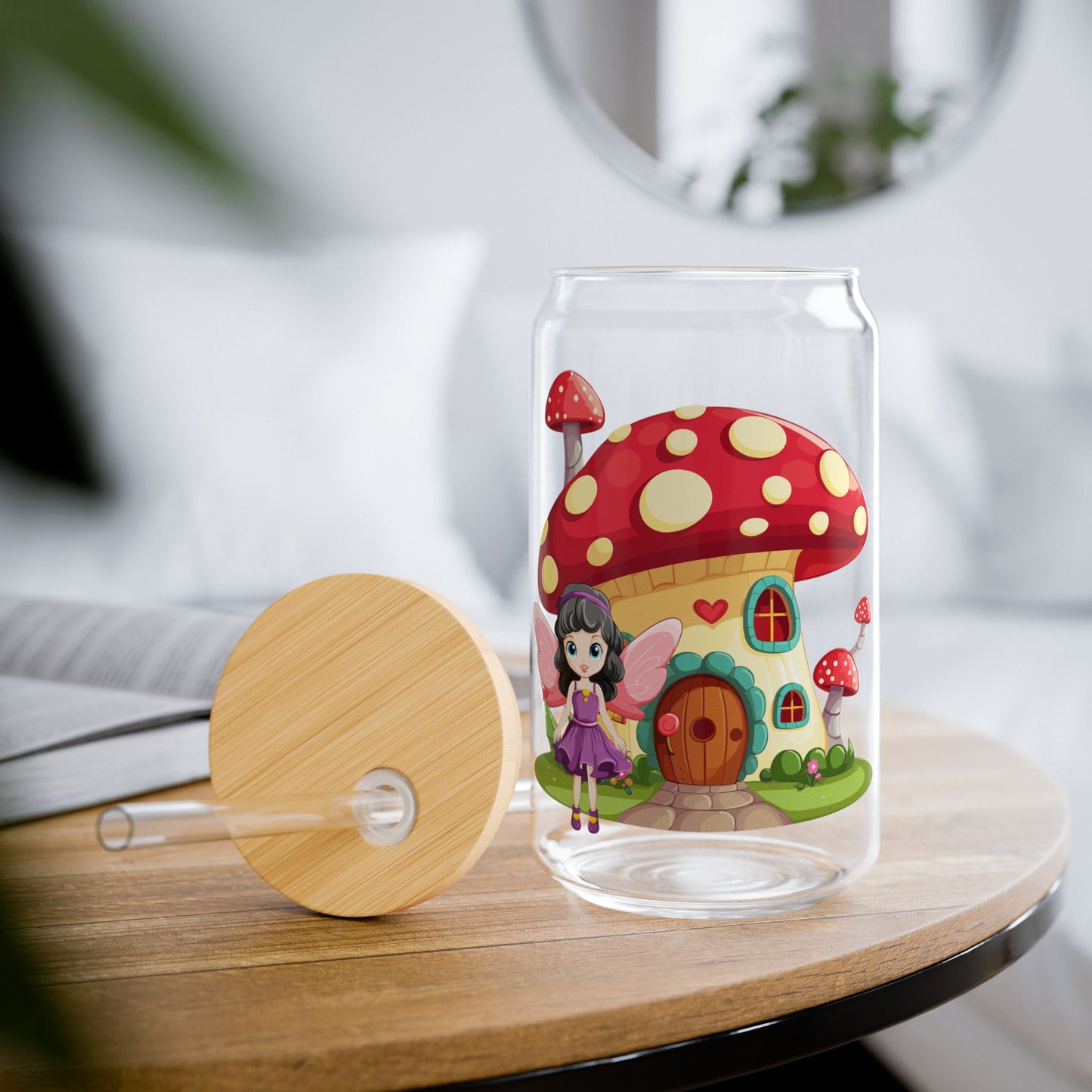 Fairy Mushroom House - Sipper Glass, 16oz