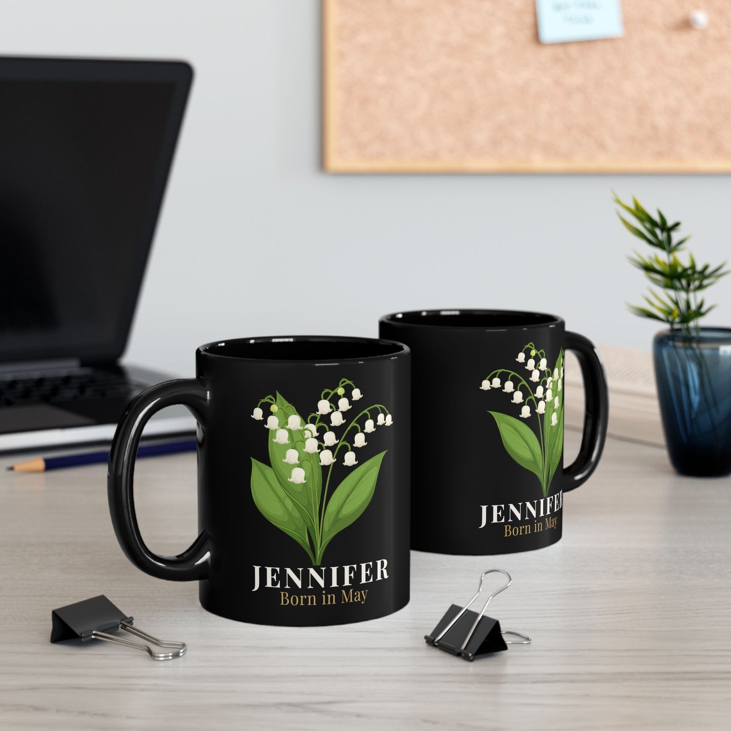 Jennifer Born in May Lily of the Valley Mug | Personalized Custom Name Mug -  14896