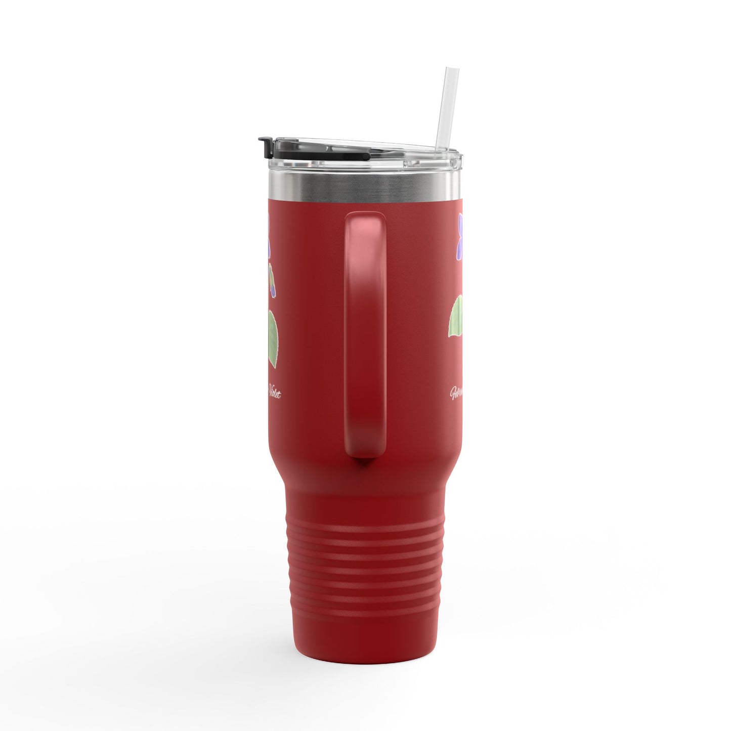 Violet (Single) Floral Tumbler – February Birth Flower Gift | 40oz Insulated Travel Mug, Customizable — 14698