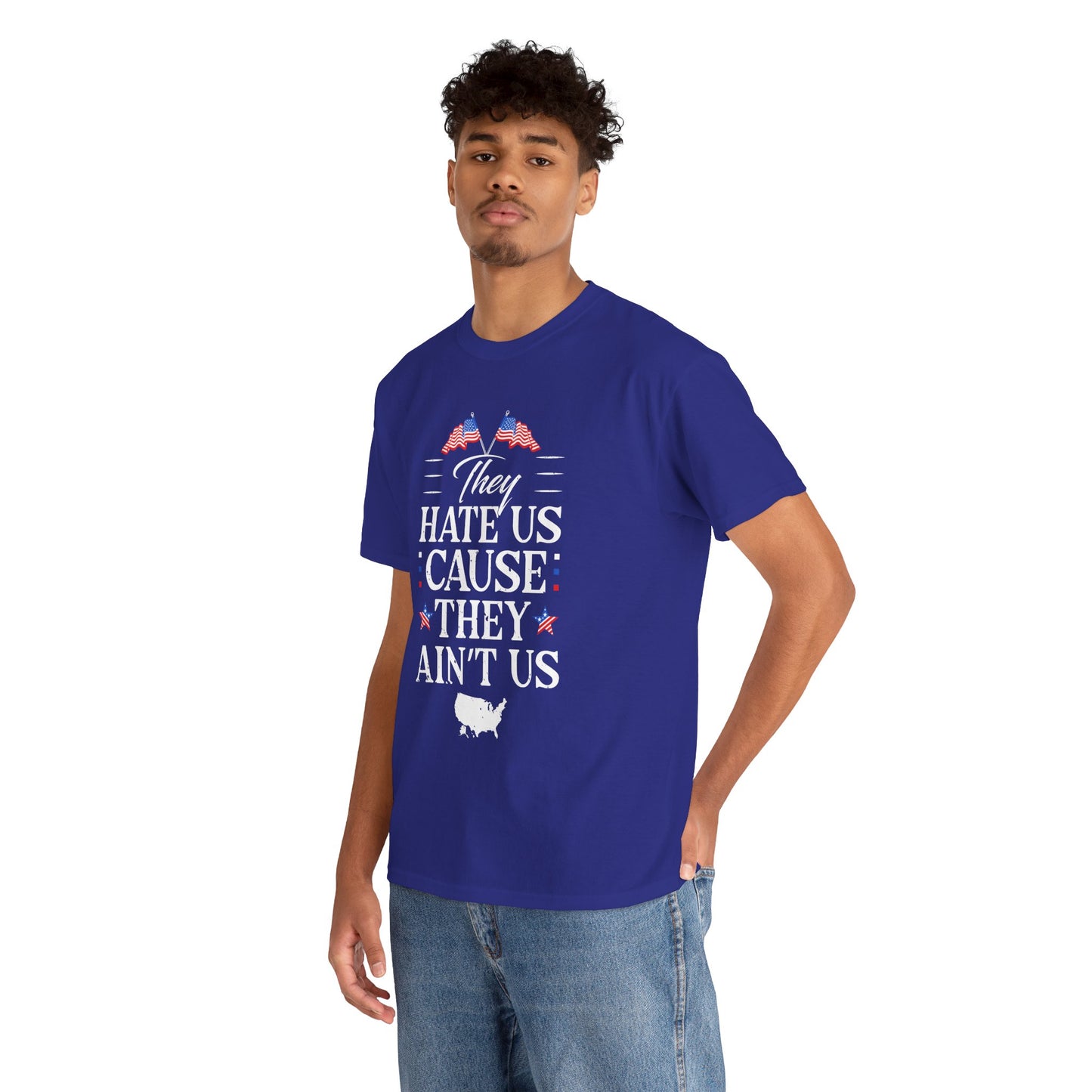 Patriotic Unisex Heavy Cotton Tee - 'They Hate Us Cause They Ain't Us' - Gift for Freedom Lovers, Casual Wear, Independence Day - 13651
