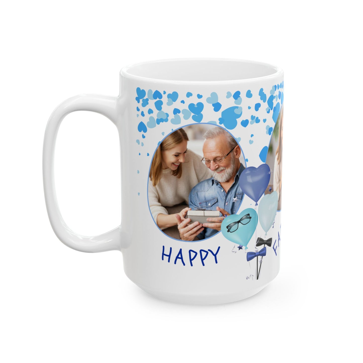 Personalized Father's Day Ceramic Mug, Custom Photo Mug, Gift for Dad, 11oz 15oz, Heartfelt Coffee Cup, Family Memory Keepsake - 14002