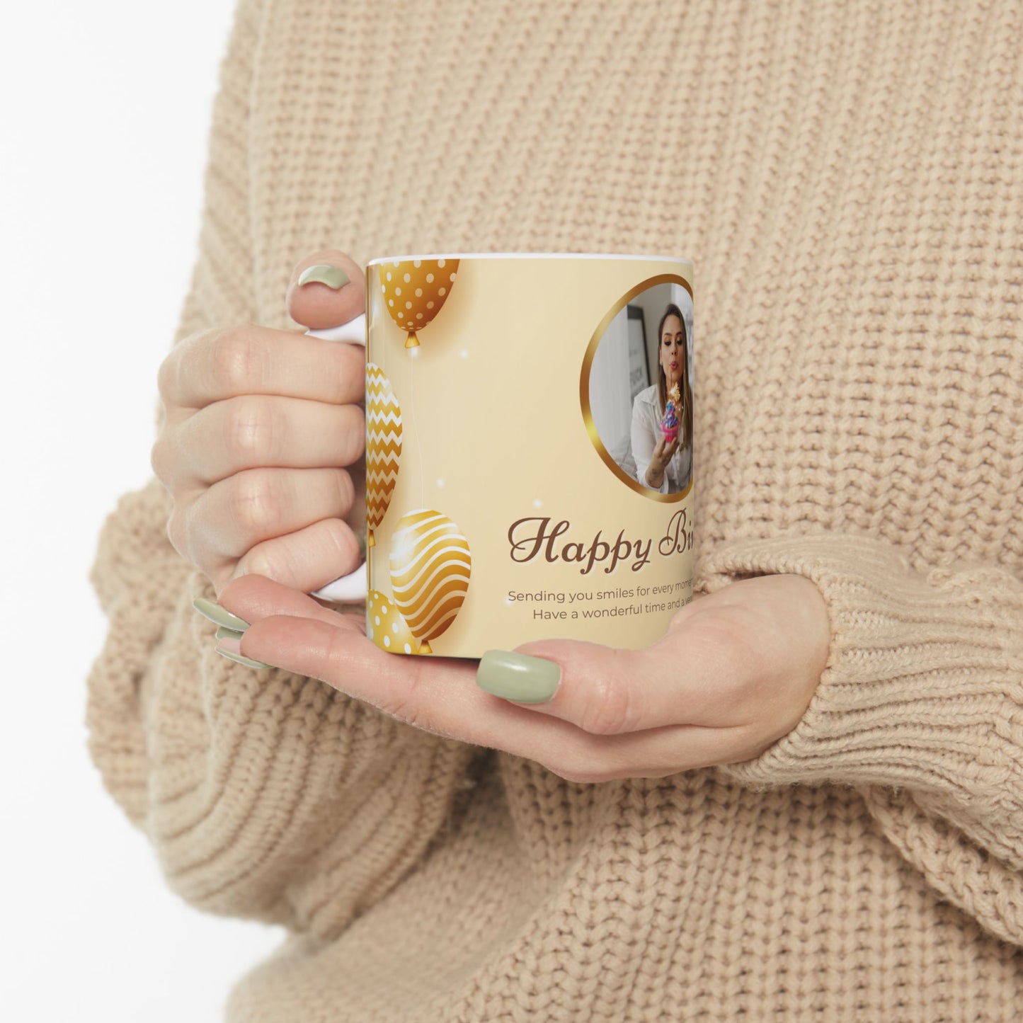 Happy Birthday Ceramic Mug, Customized Birthday Gift, Celebration Mug, Unique Birthday Present, Festive Coffee Cup - 13981