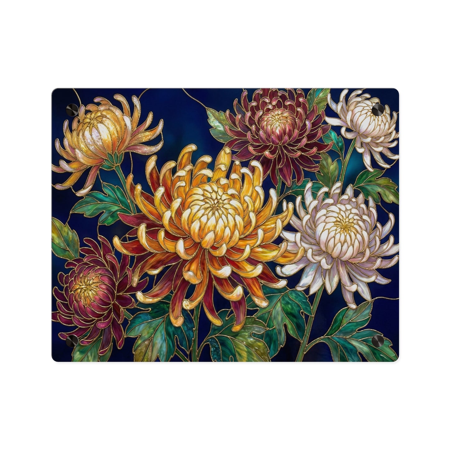 Chrysanthemum Acrylic Wall Art Panel — Floral Botanical Home Décor - 14609
