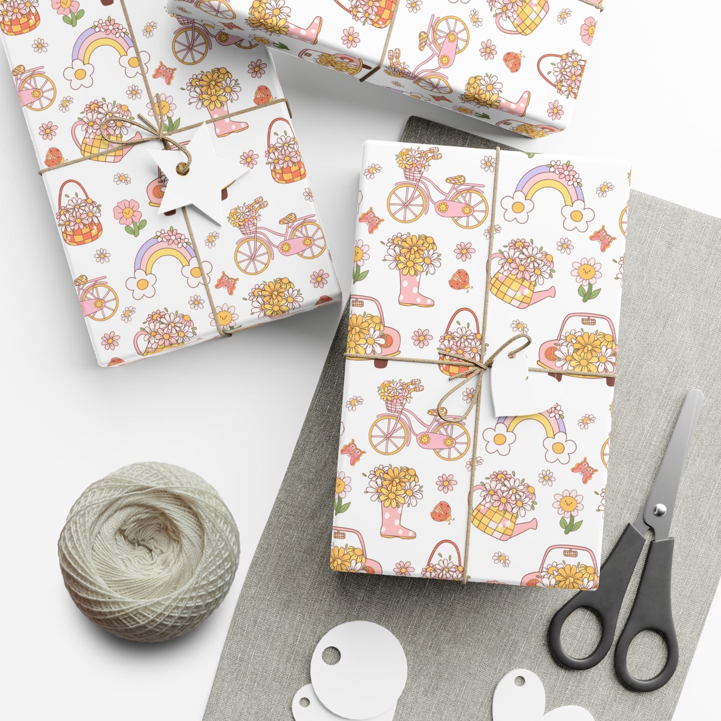 Summer, Rainbow, Flowers & Bicycle - Gift Wrap Papers - 10354