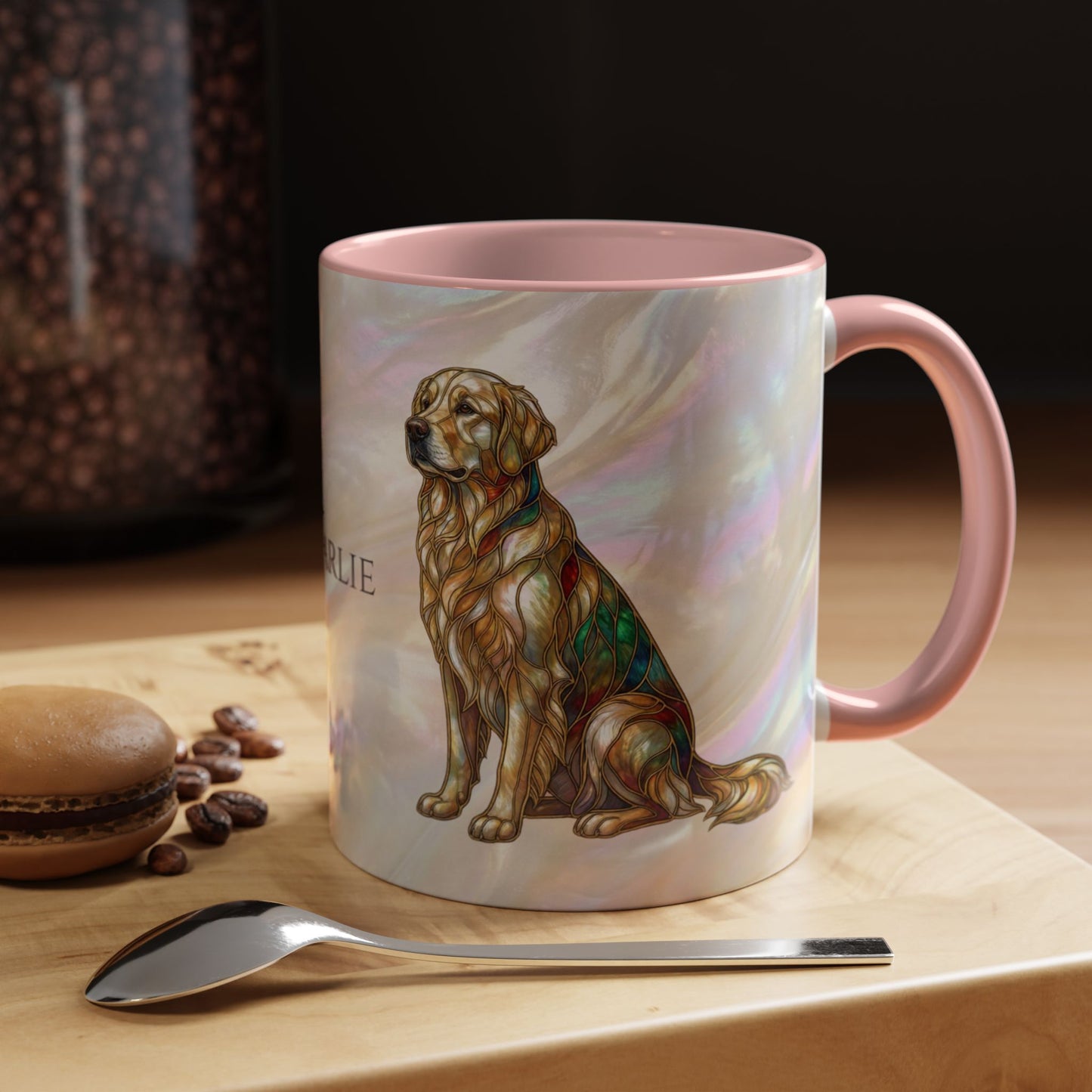 Personalized Golden Retriever Coffee Mug - Stained Glass Design 11/15oz - 14534