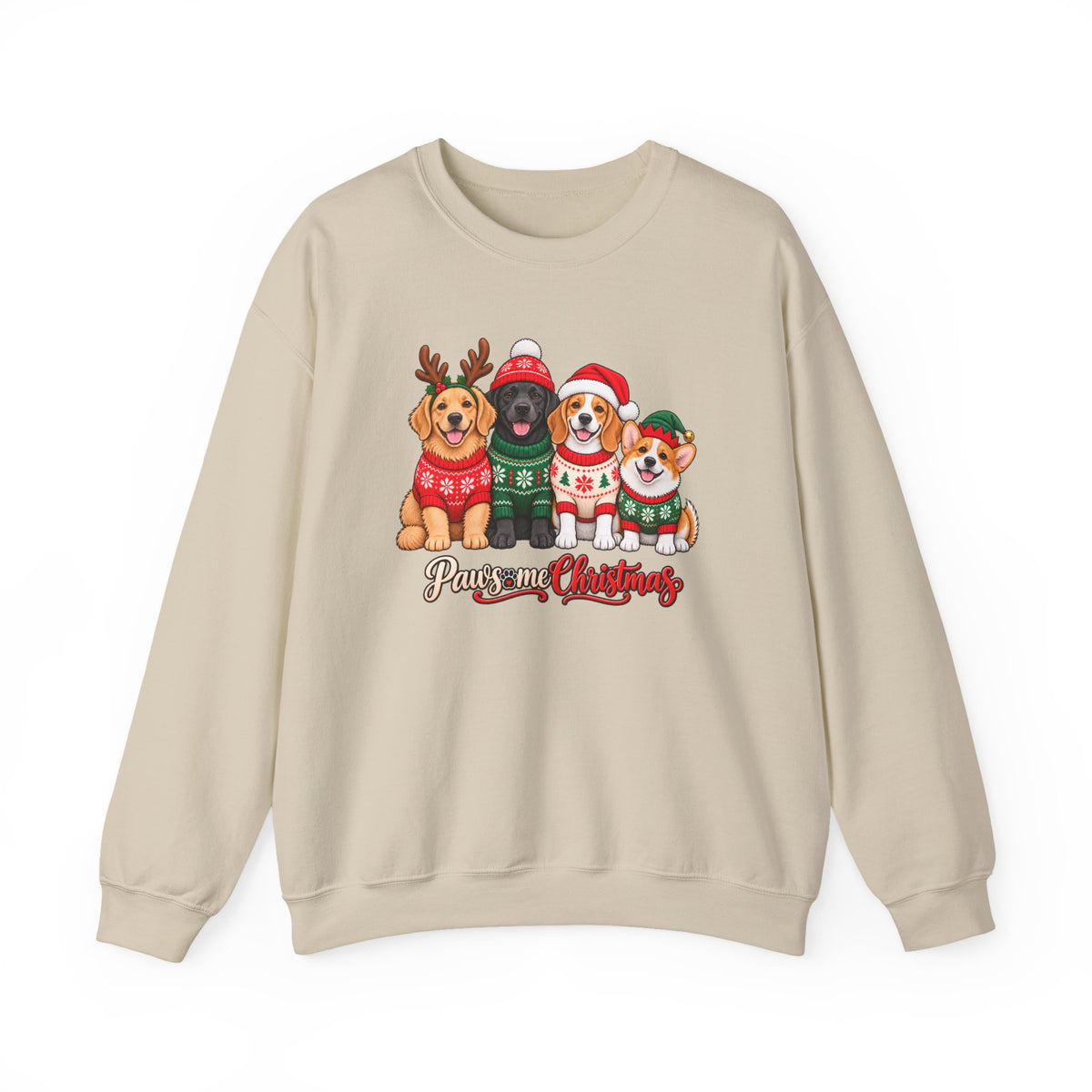 Pawsome Christmas Sweatshirt,  Cute Festive Dogs Crewneck - 14558
