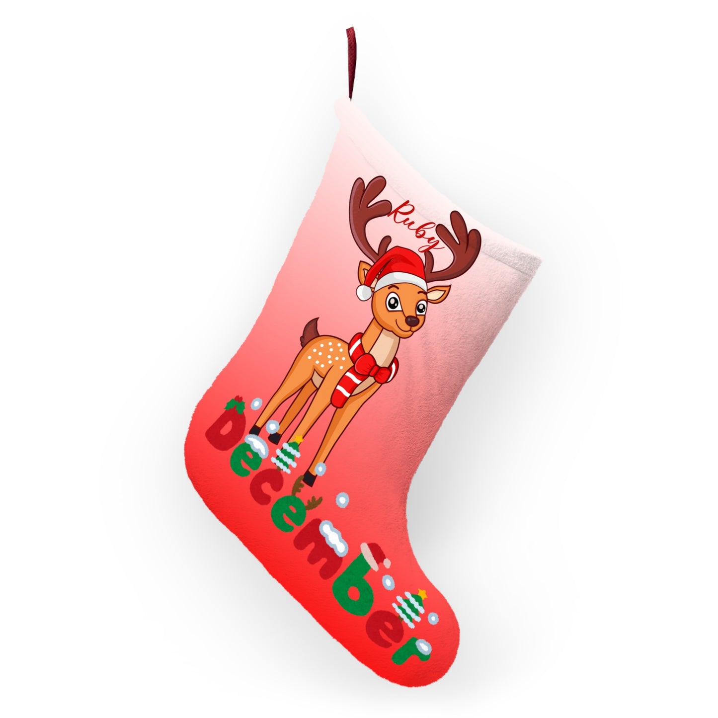 Ruby, Reindeer, December, Customizable - Christmas Stockings - 10206