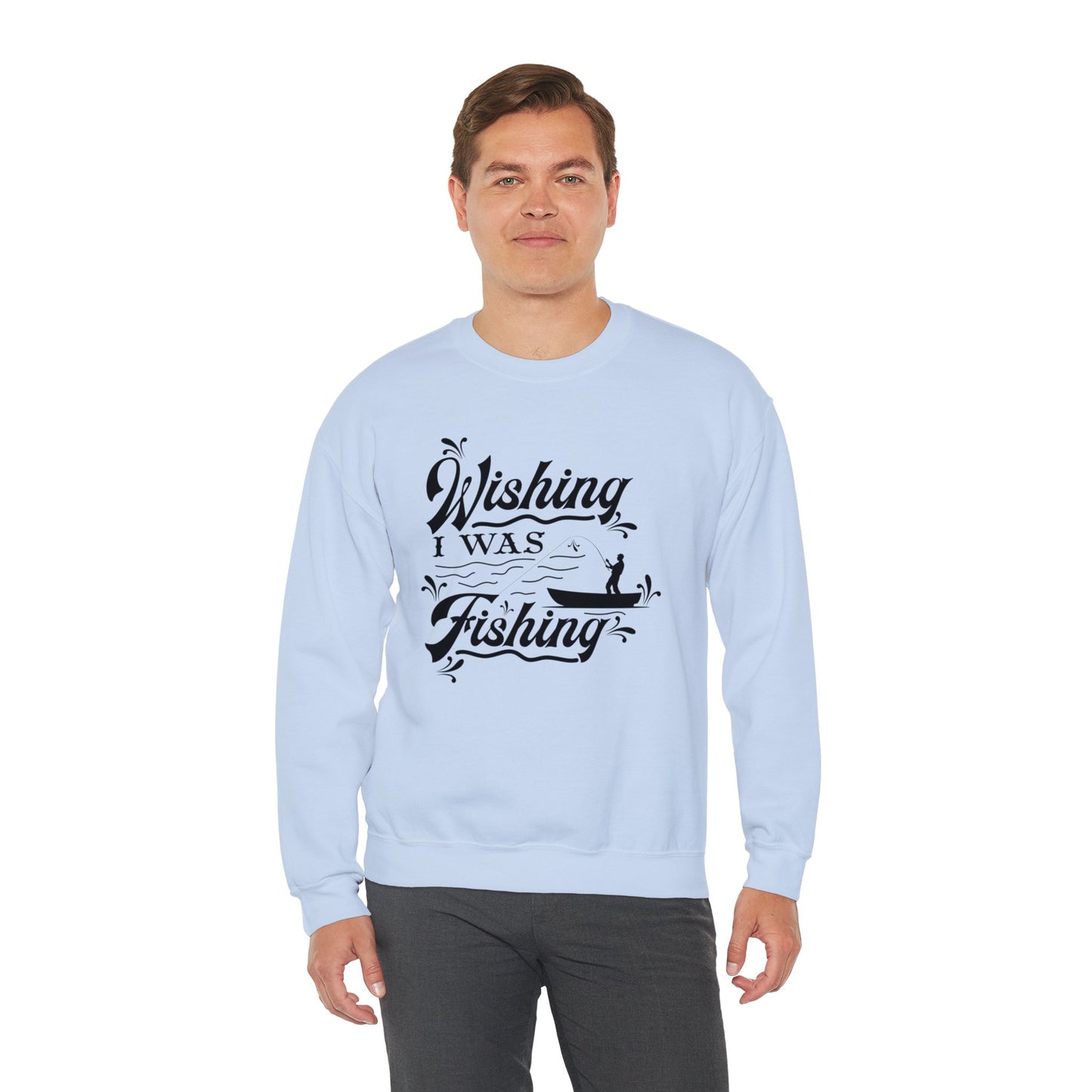 Wishing I Was Fishing - Unisex Heavy Blend™ Crewneck Sweatshirt