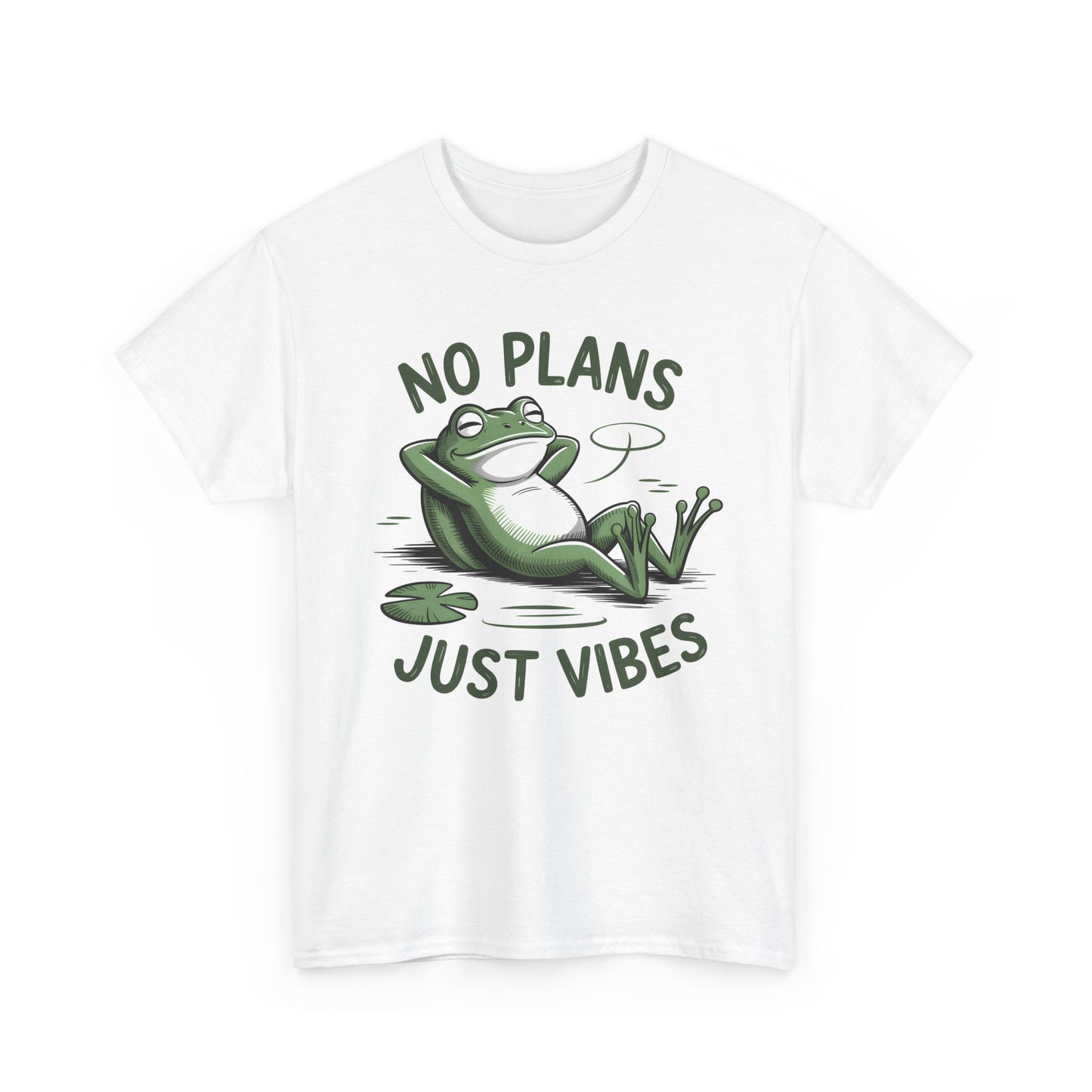 Funny Frog T-Shirt – “No Plans Just Vibes” Relaxed Graphic Tee - 14857